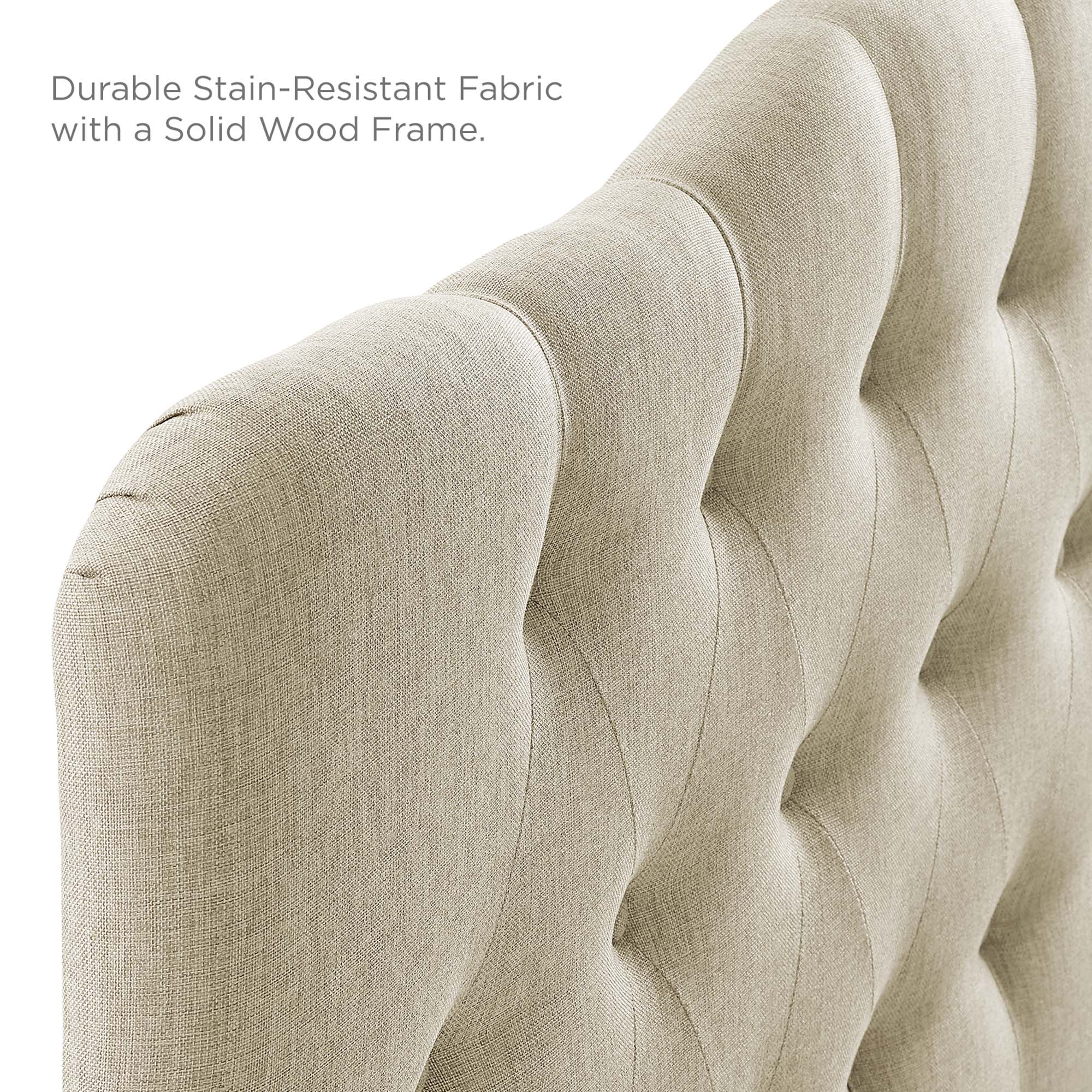 Annabel Upholstered Fabric Queen Headboard, Beige