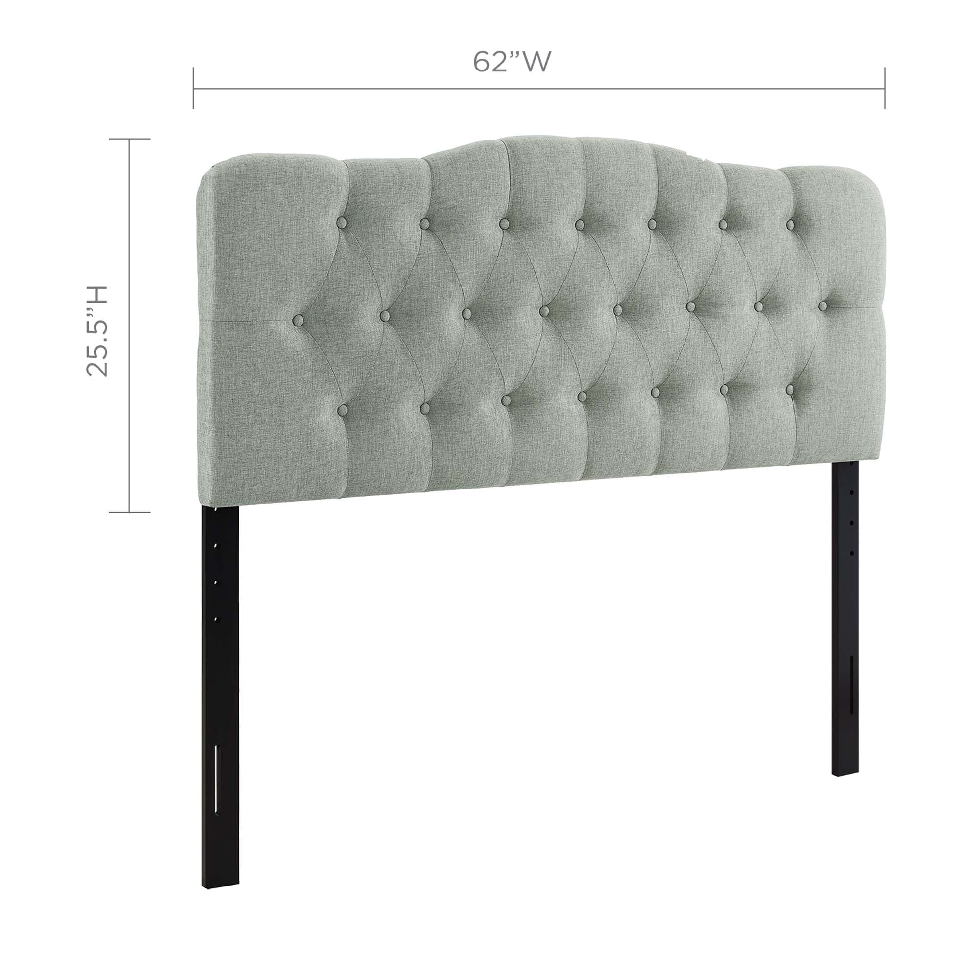 Annabel Upholstered Fabric Queen Headboard, Gray