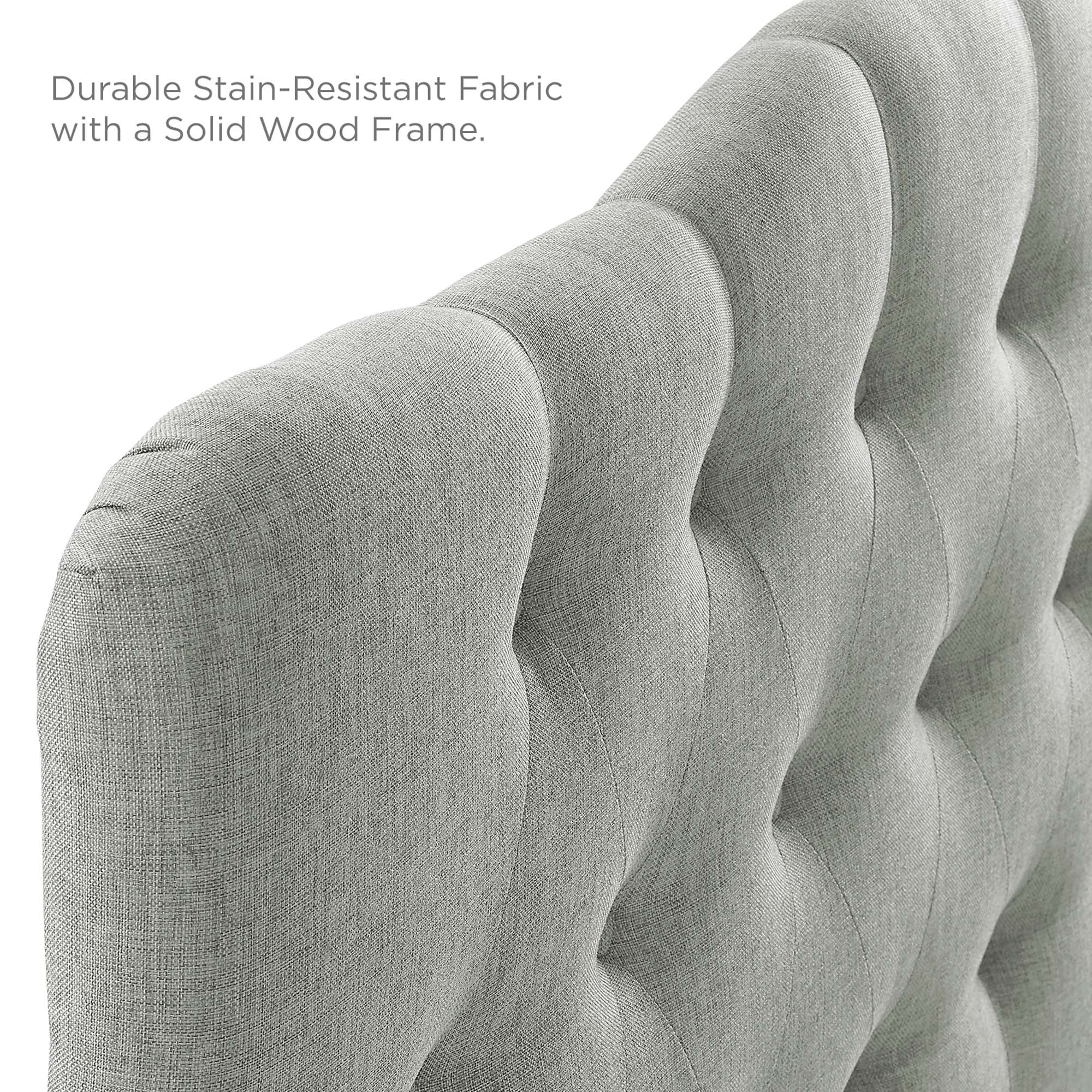 Annabel Upholstered Fabric Queen Headboard, Gray