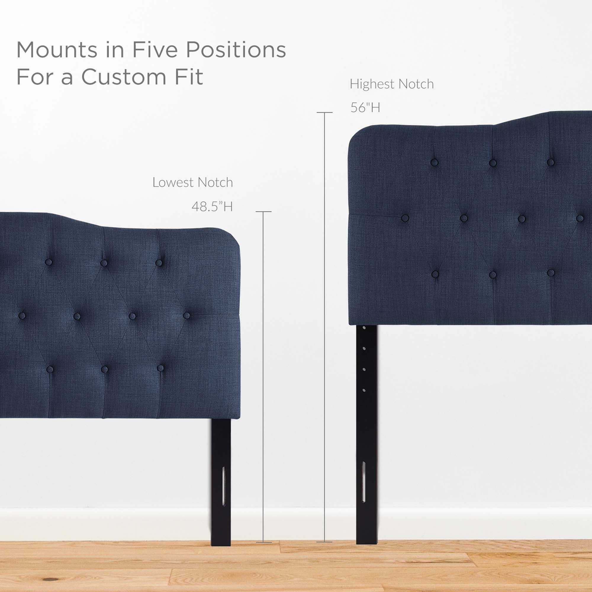 Annabel Upholstered Fabric Queen Headboard, Navy