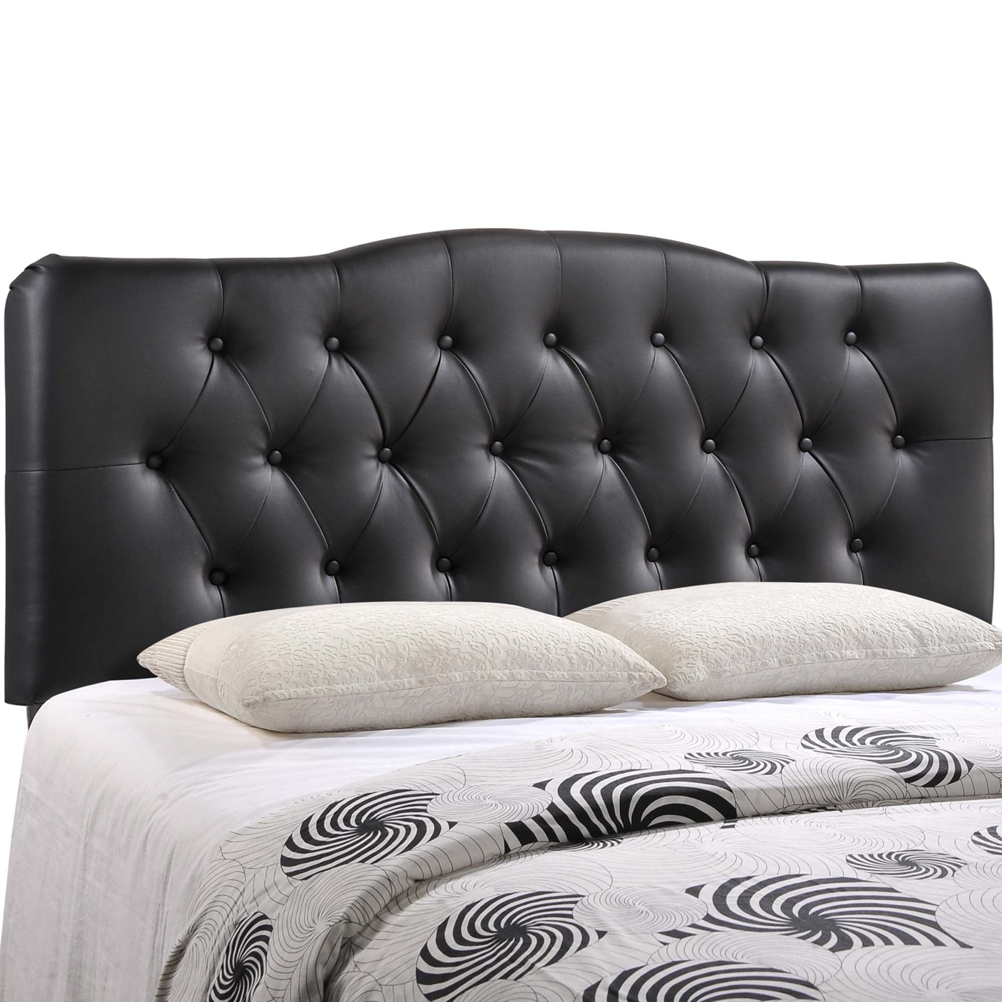Annabel Upholstered Vinyl Queen Headboard, Black