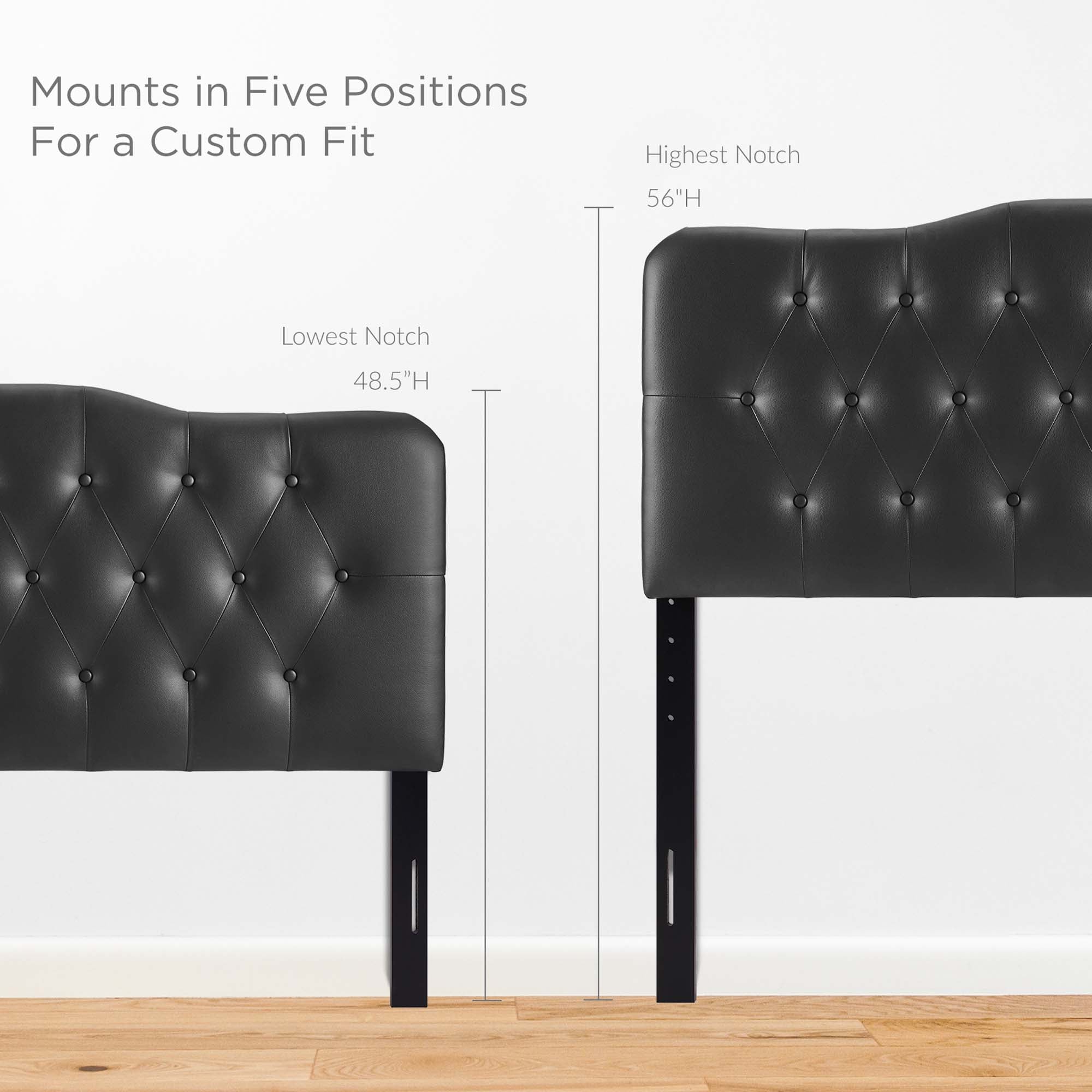 Annabel Upholstered Vinyl Queen Headboard, Black