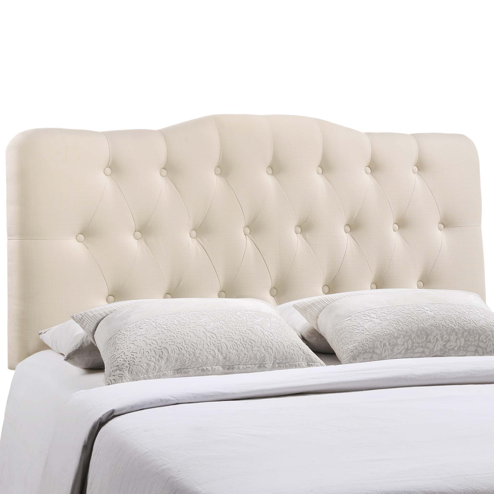 Annabel Upholstered Fabric Full Headboard, Ivory