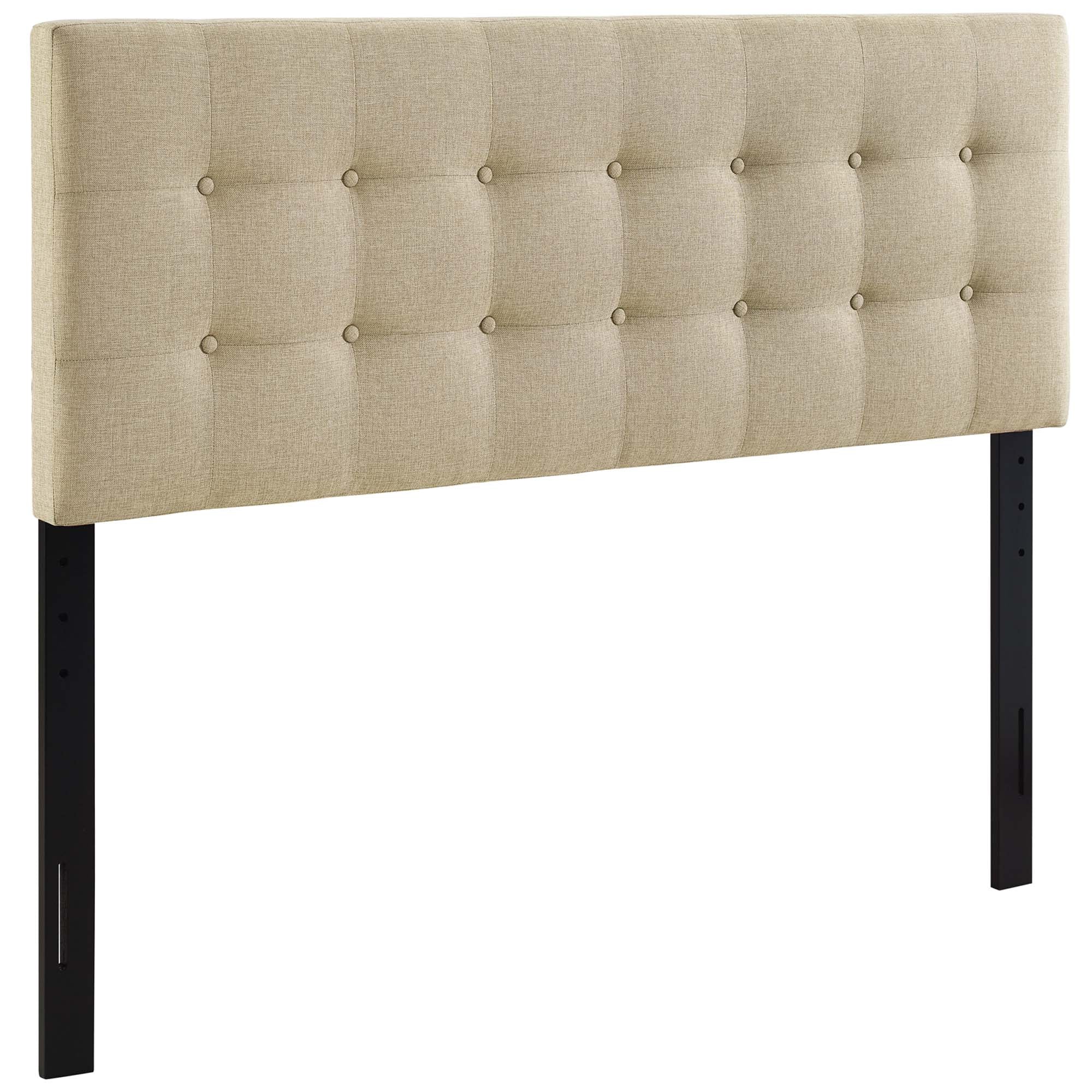 Emily Upholstered Fabric Queen Headboard, Beige