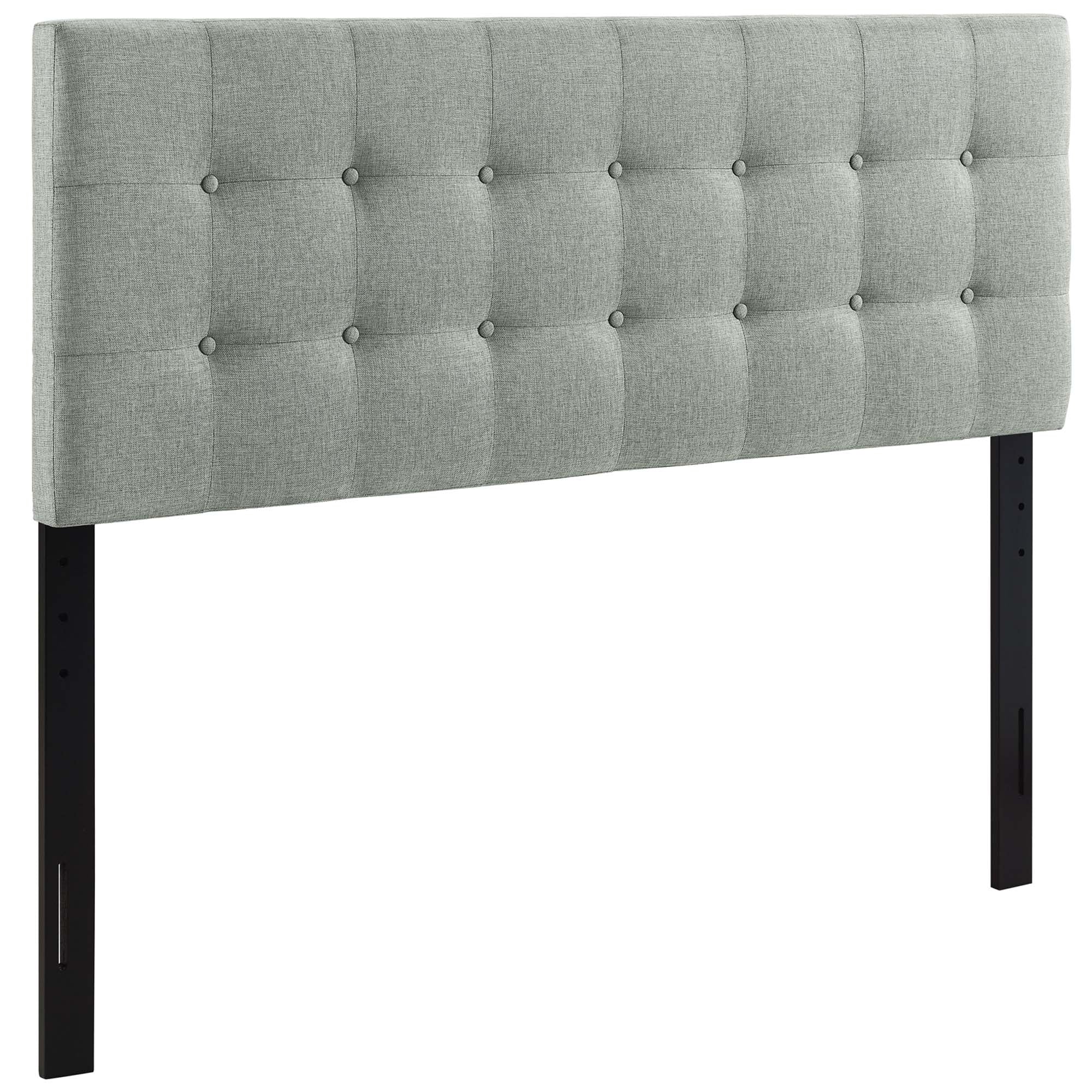 Emily Upholstered Fabric Queen Headboard, Gray