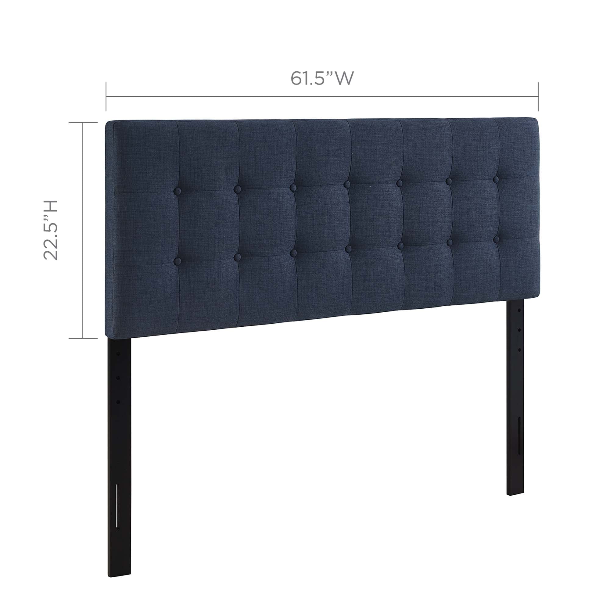 Emily Upholstered Fabric Queen Headboard, Navy