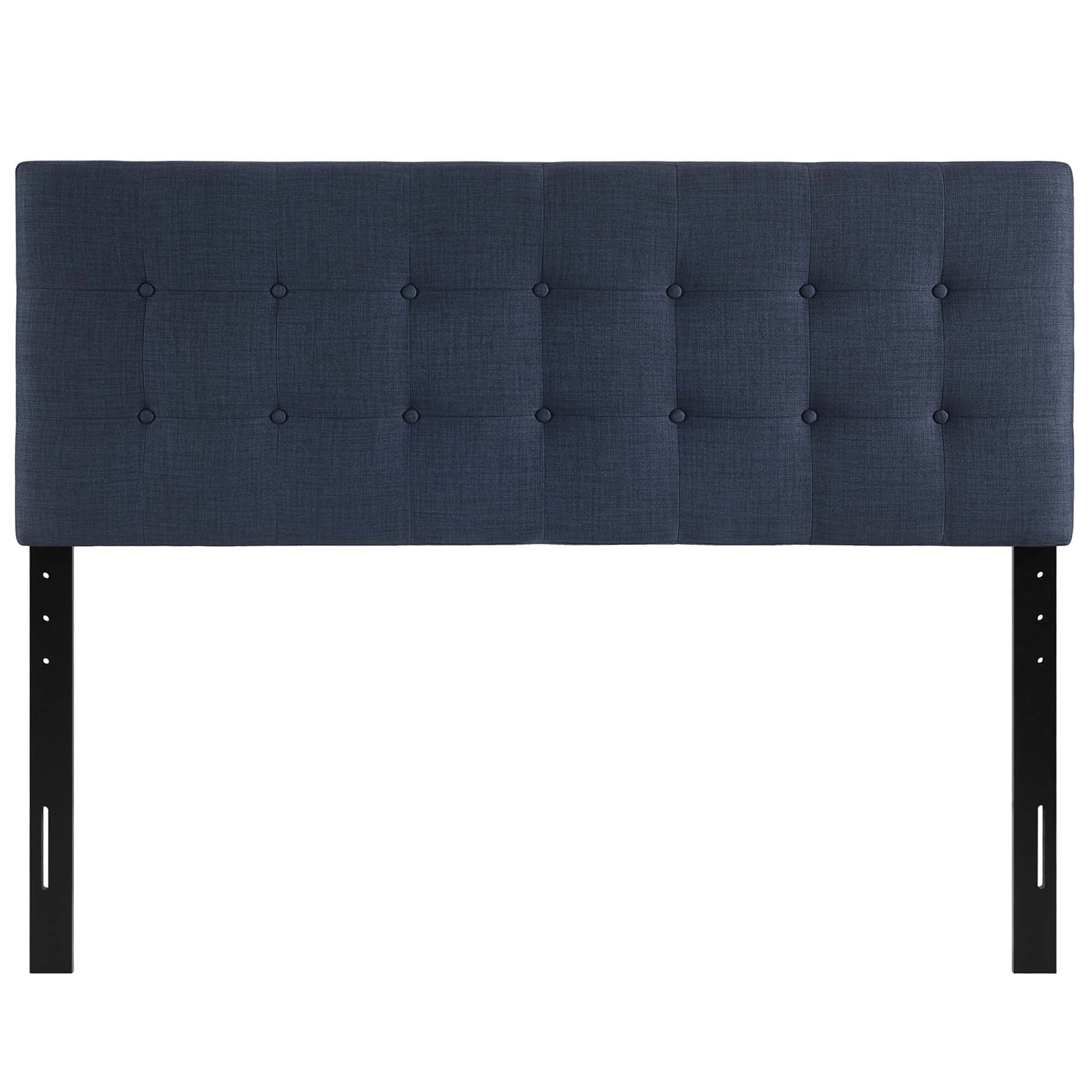 Emily Upholstered Fabric Queen Headboard, Navy