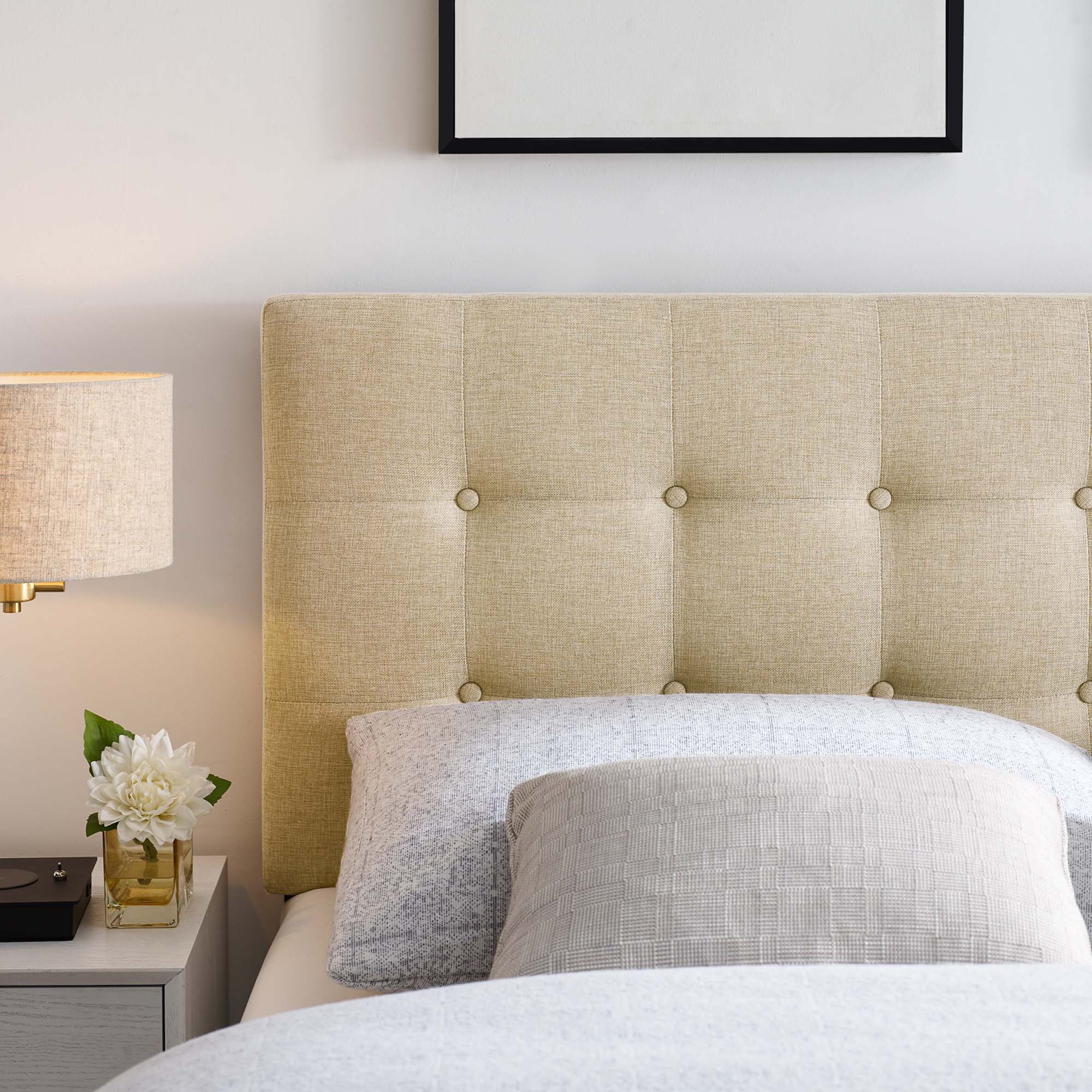 Emily Upholstered Fabric Full Headboard, Beige