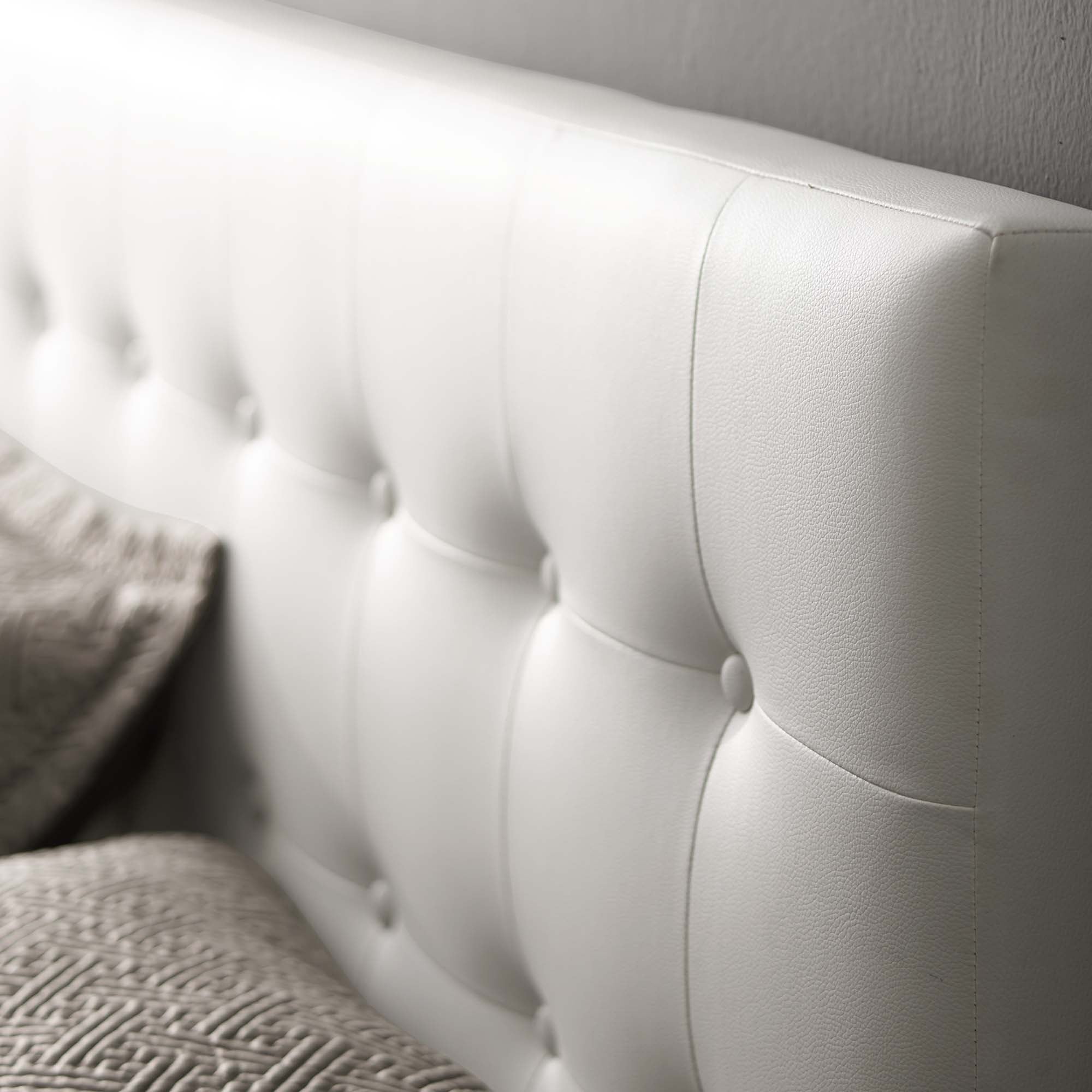 Emily Upholstered Vinyl Full Headboard, White