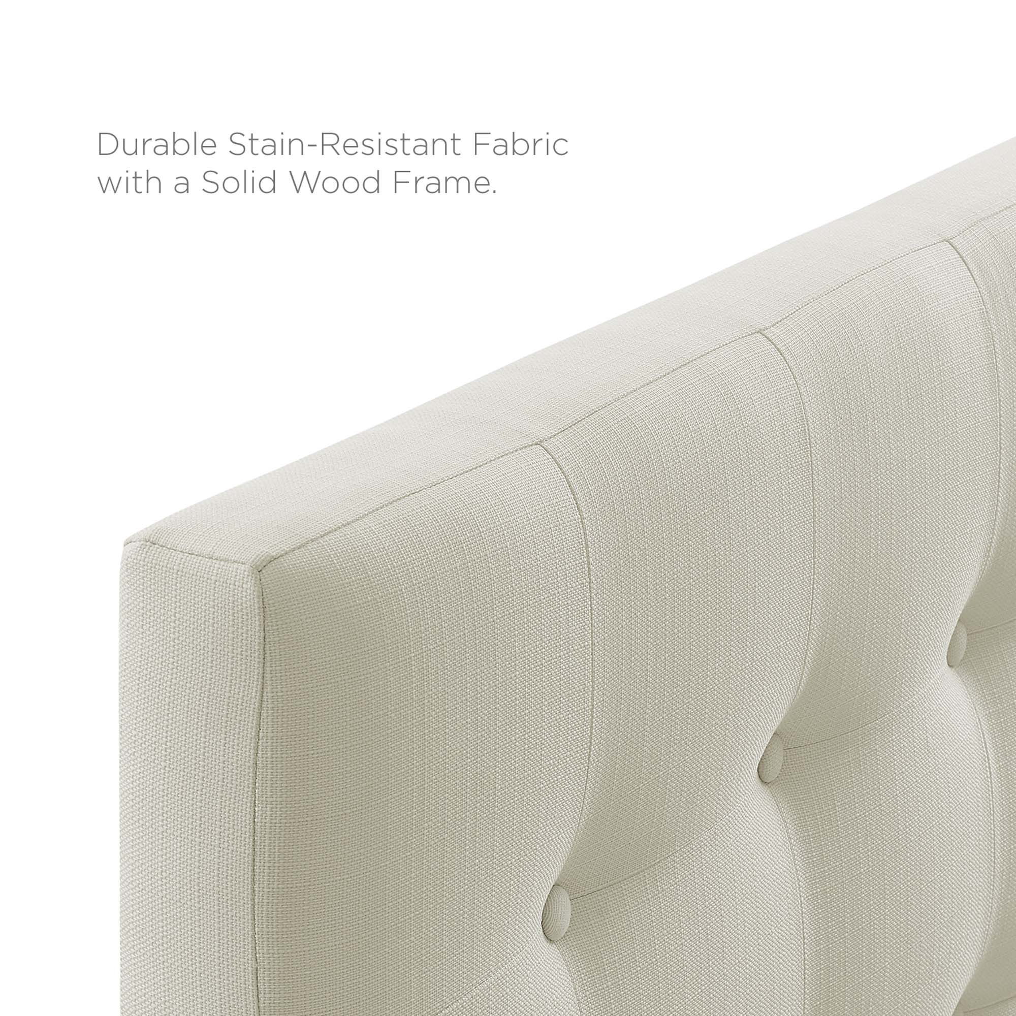Emily Upholstered Fabric King Headboard, Ivory