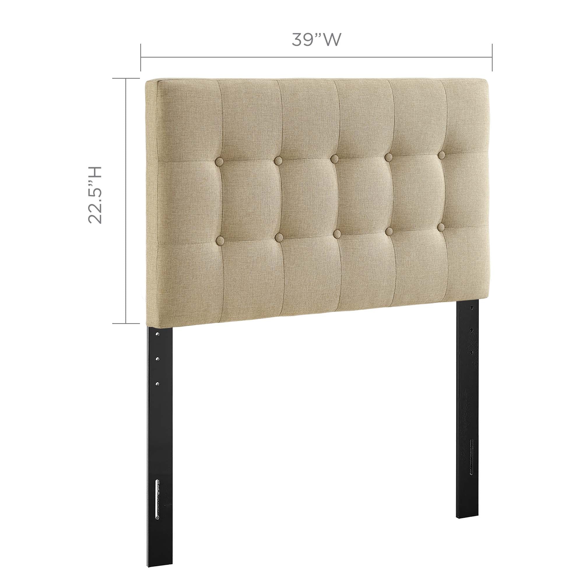 Emily Upholstered Fabric Twin Headboard, Beige