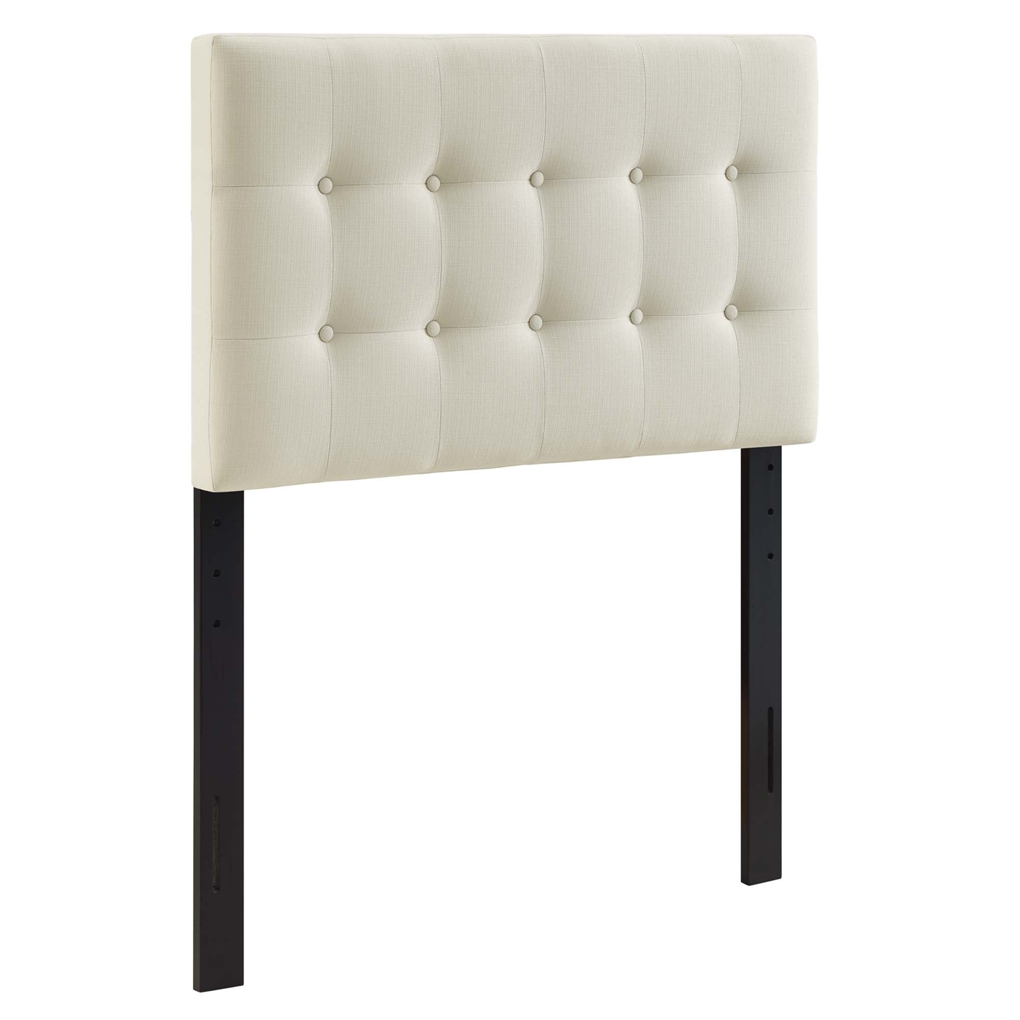 Emily Upholstered Fabric Twin Headboard, Ivory