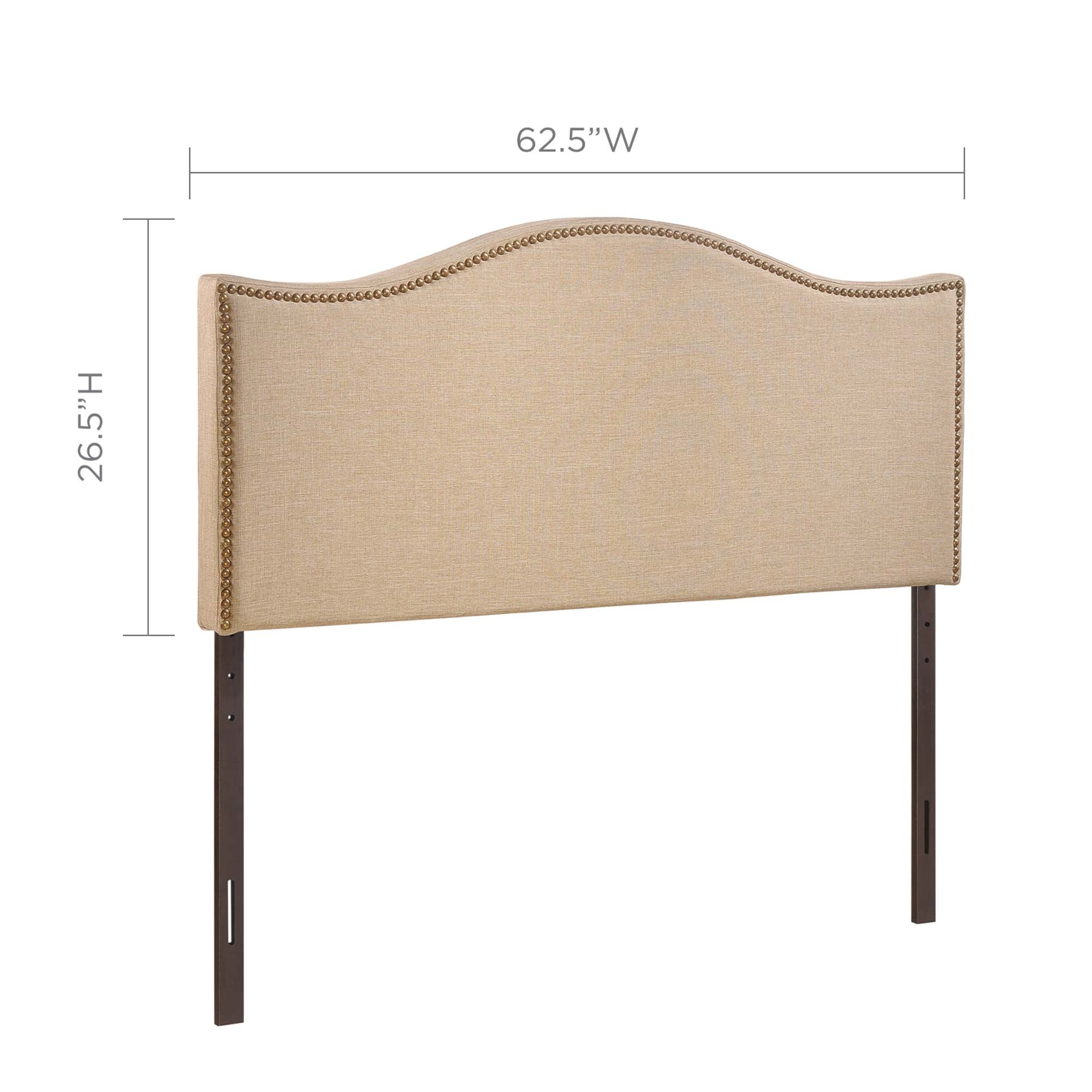 Curl Nailhead Upholstered Queen Headboard, Cafe