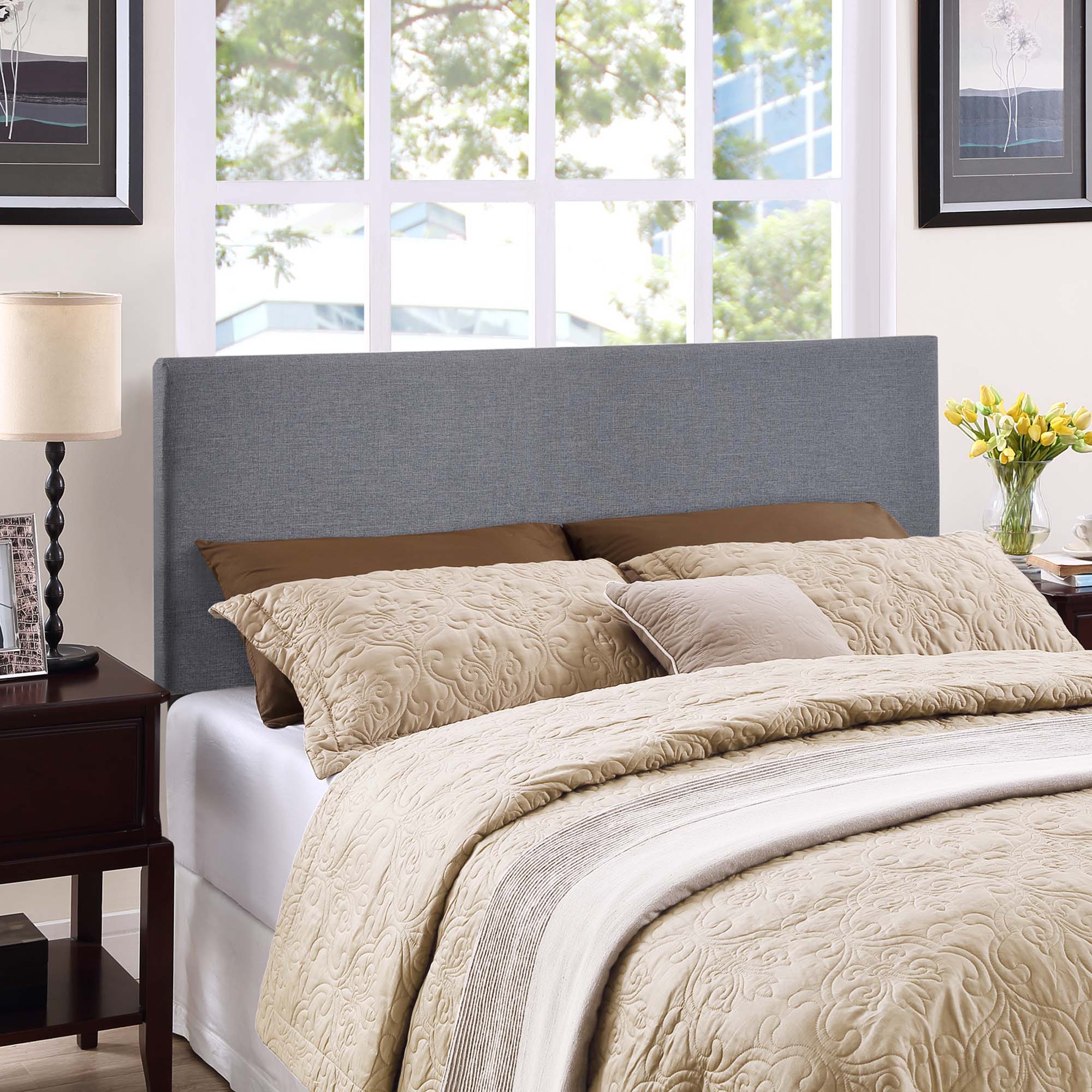 Region Upholstered Queen Headboard, Smoke
