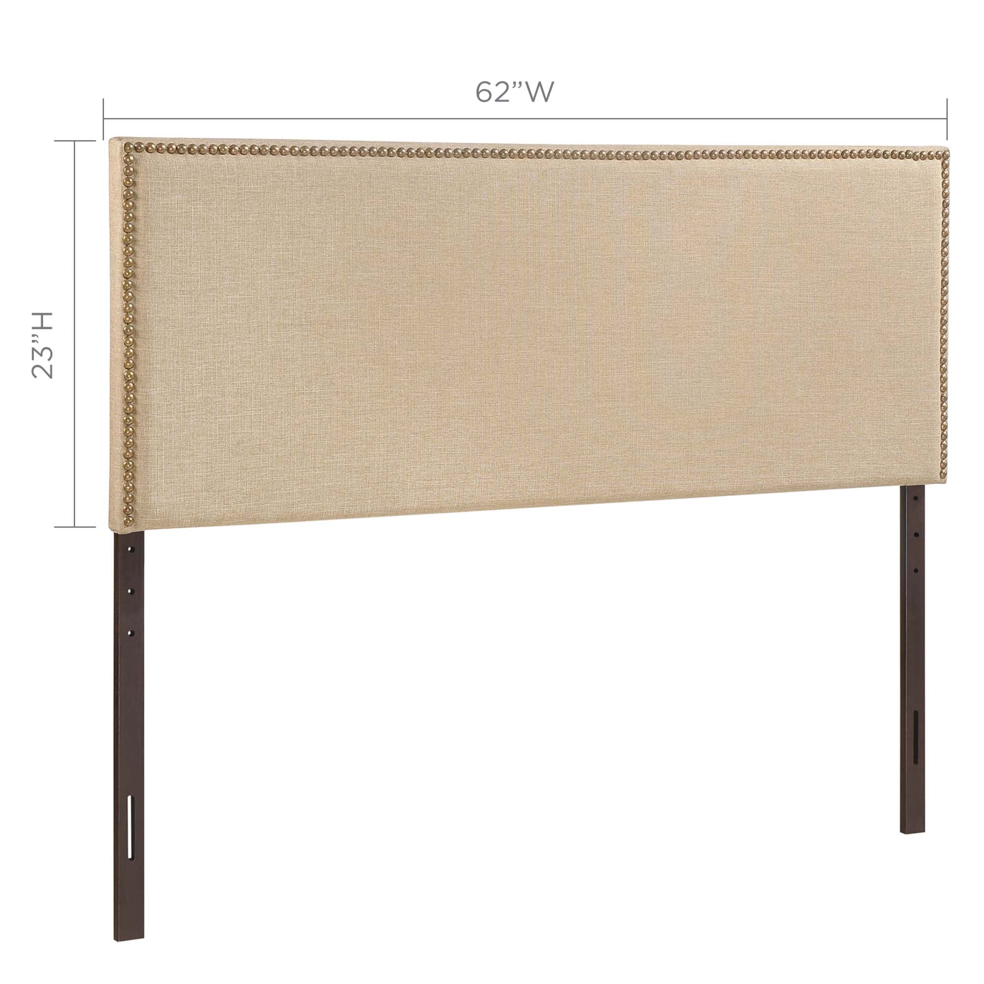 Region Nailhead Upholstered Queen Headboard, Cafe