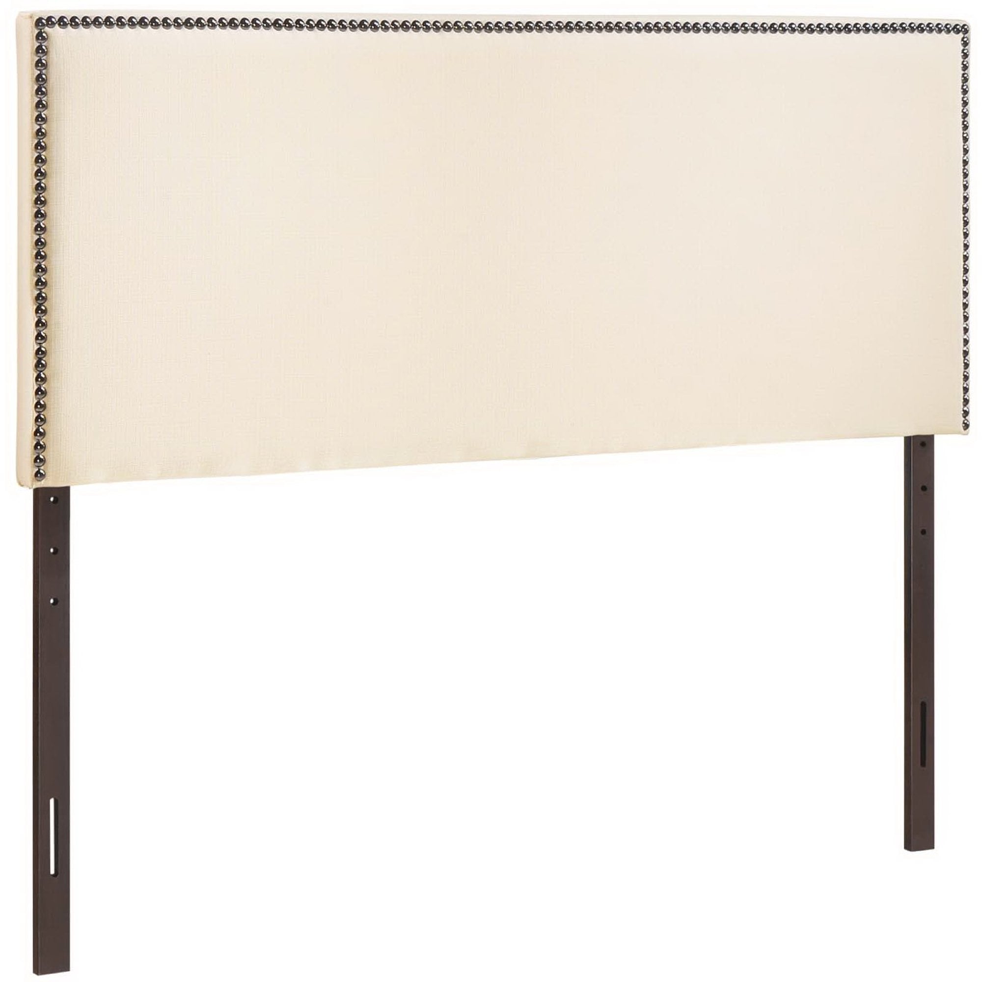 Region Nailhead Upholstered Queen Headboard, Ivory