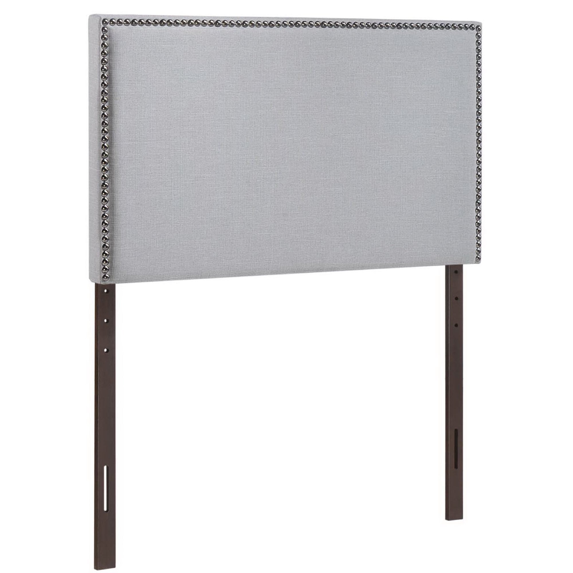 Region Nailhead Upholstered Twin Headboard, Sky Gray