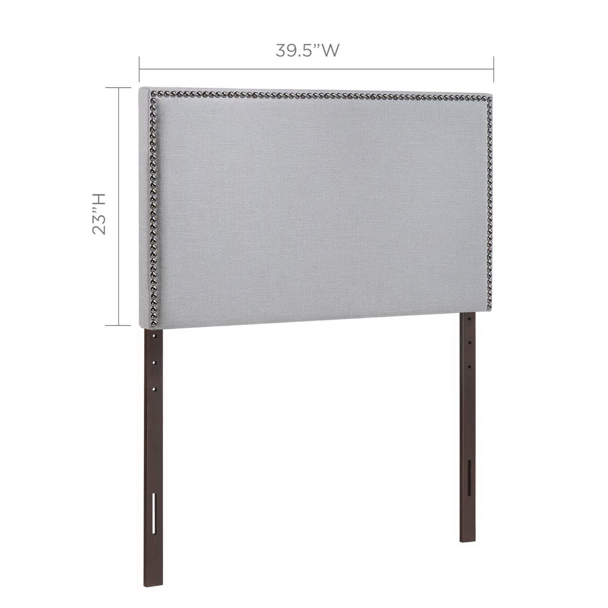 Region Nailhead Upholstered Twin Headboard, Sky Gray
