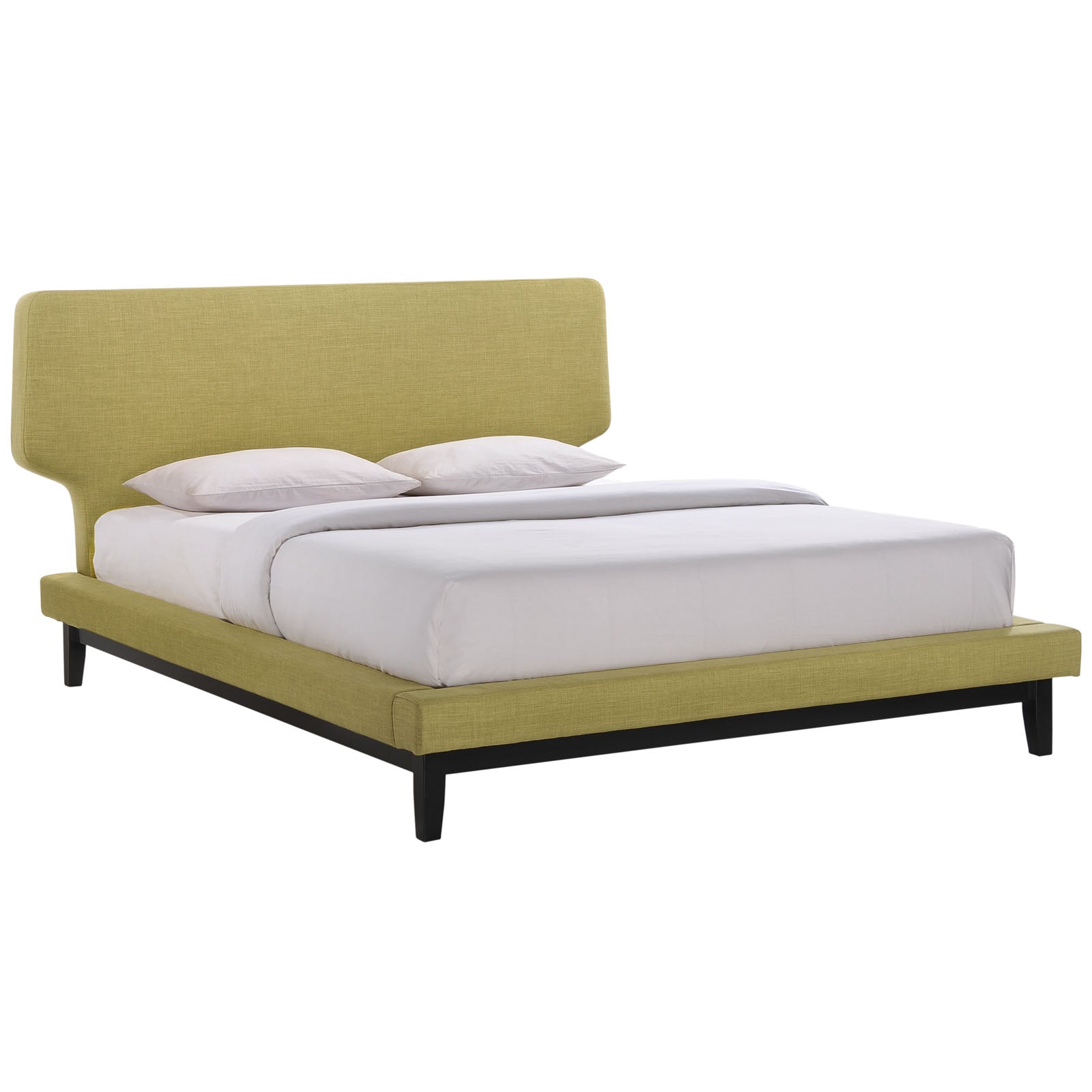 Lenvar Black Green Queen Platform Bed – Rubberwood Legs & Foam Headboard