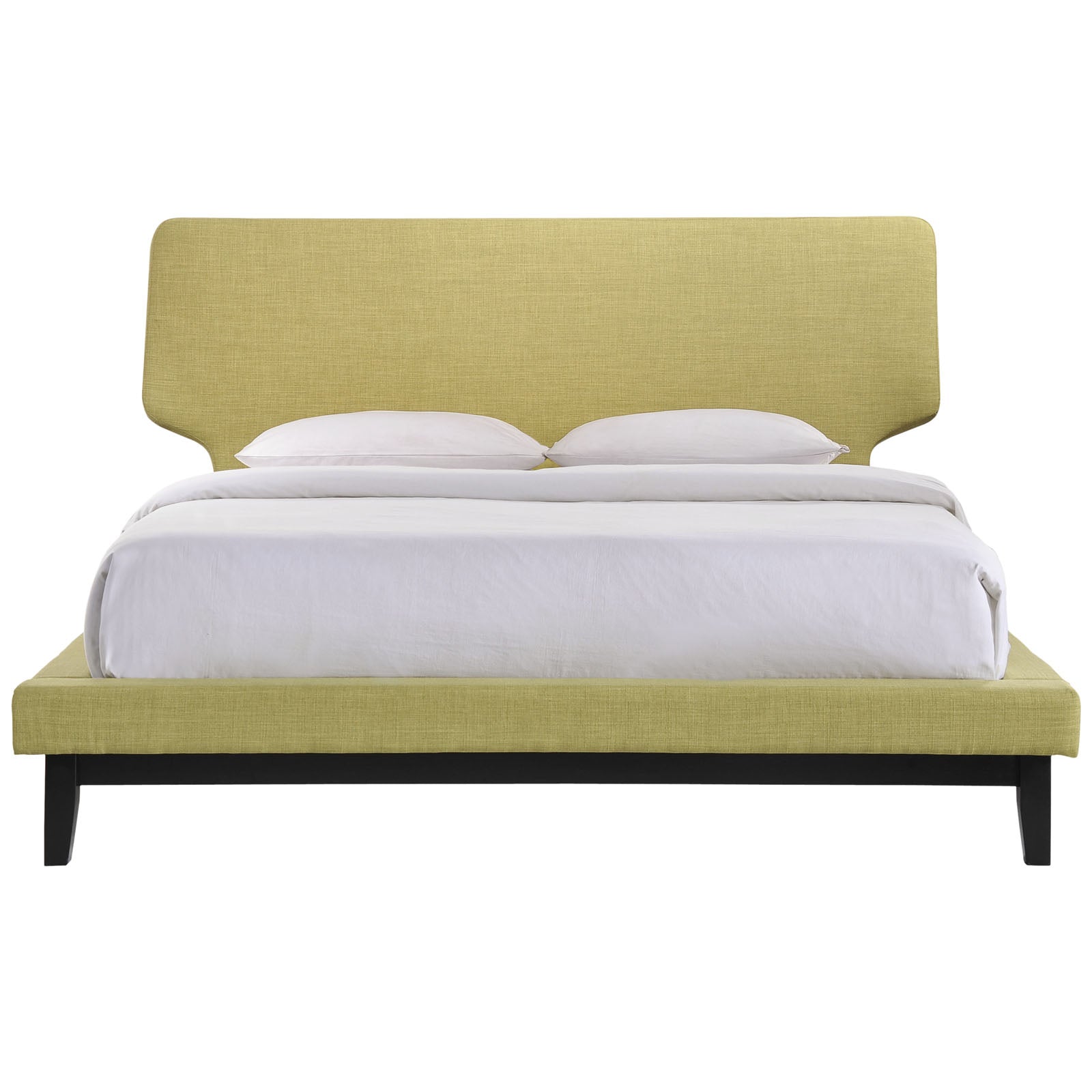 Lenvar Black Green Queen Platform Bed – Rubberwood Legs & Foam Headboard