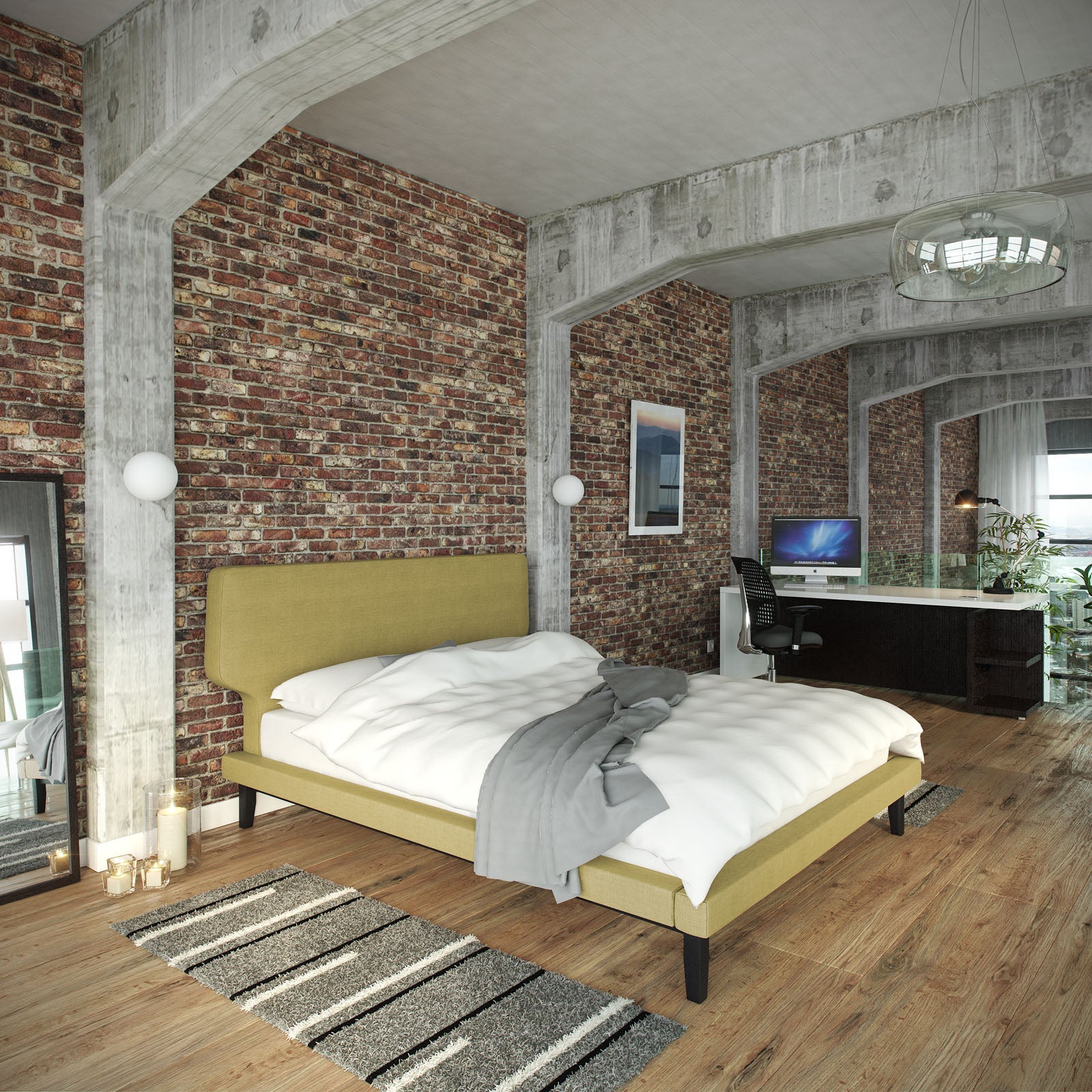 Lenvar Black Green Queen Platform Bed – Rubberwood Legs & Foam Headboard