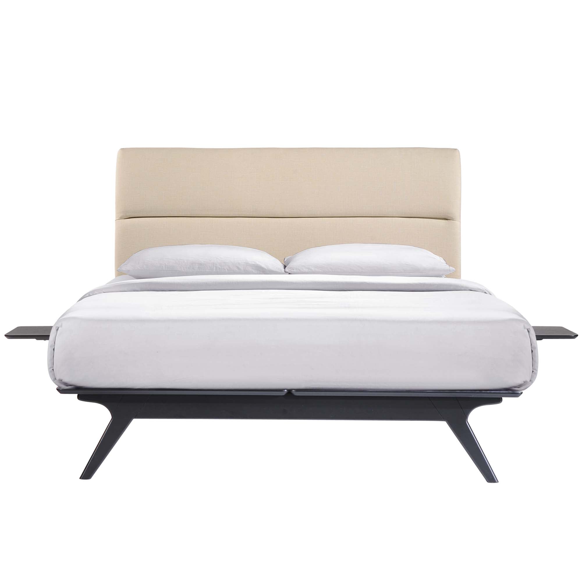 Orna Addison Queen Bedroom Set – 3-Piece Wood Frame Bed with Beige Headboard & Matching Furniture