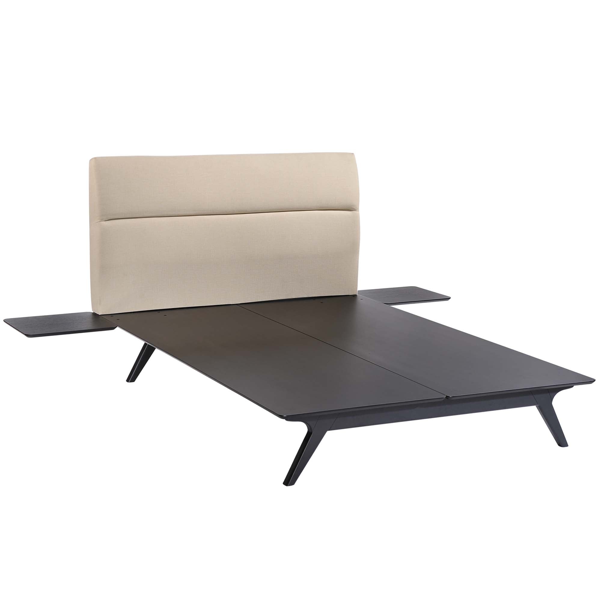 Orna Addison Queen Bedroom Set – 3-Piece Wood Frame Bed with Beige Headboard & Matching Furniture