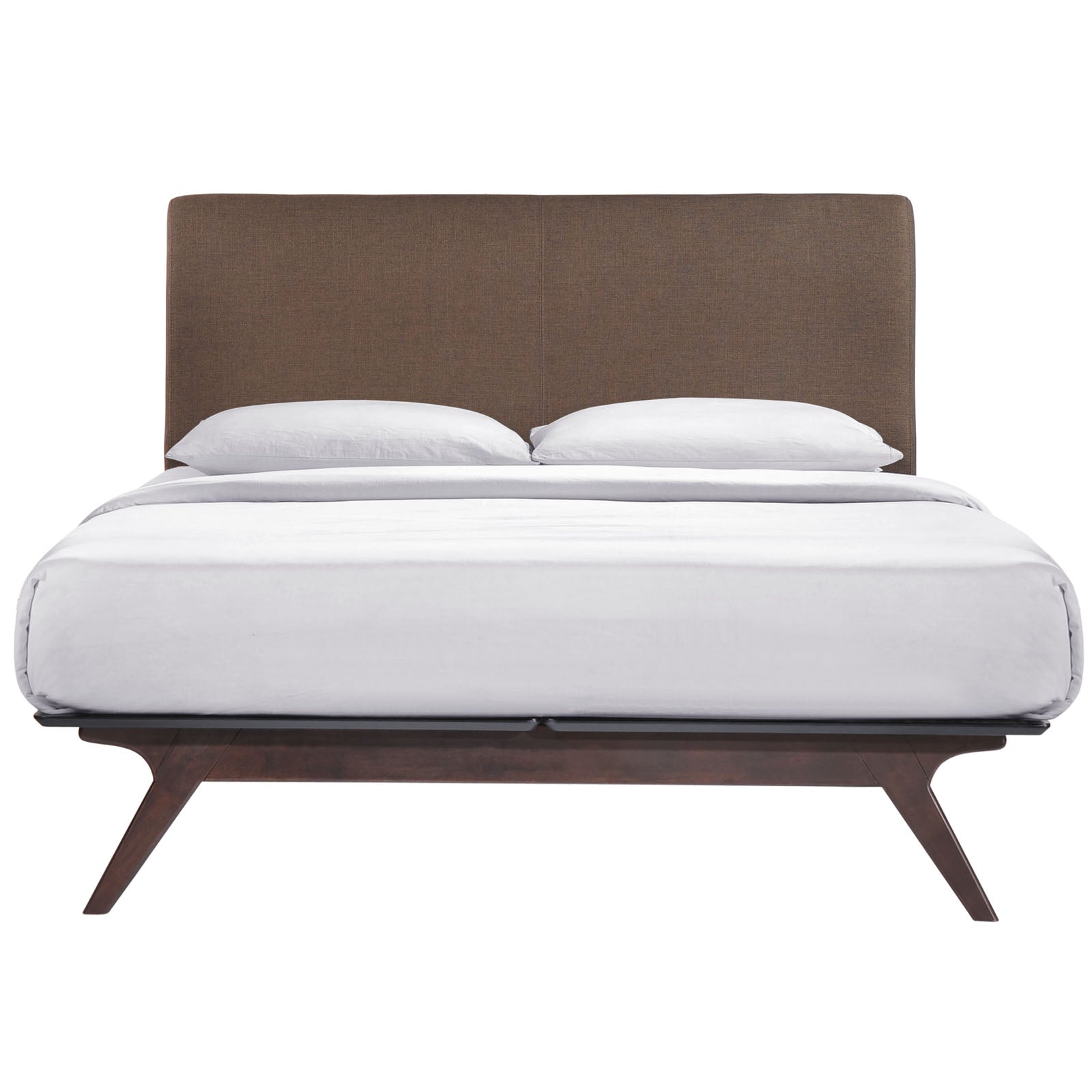 Velmor Queen Size Platform Bed Set – Cappuccino Brown Open Design 2 Piece Set