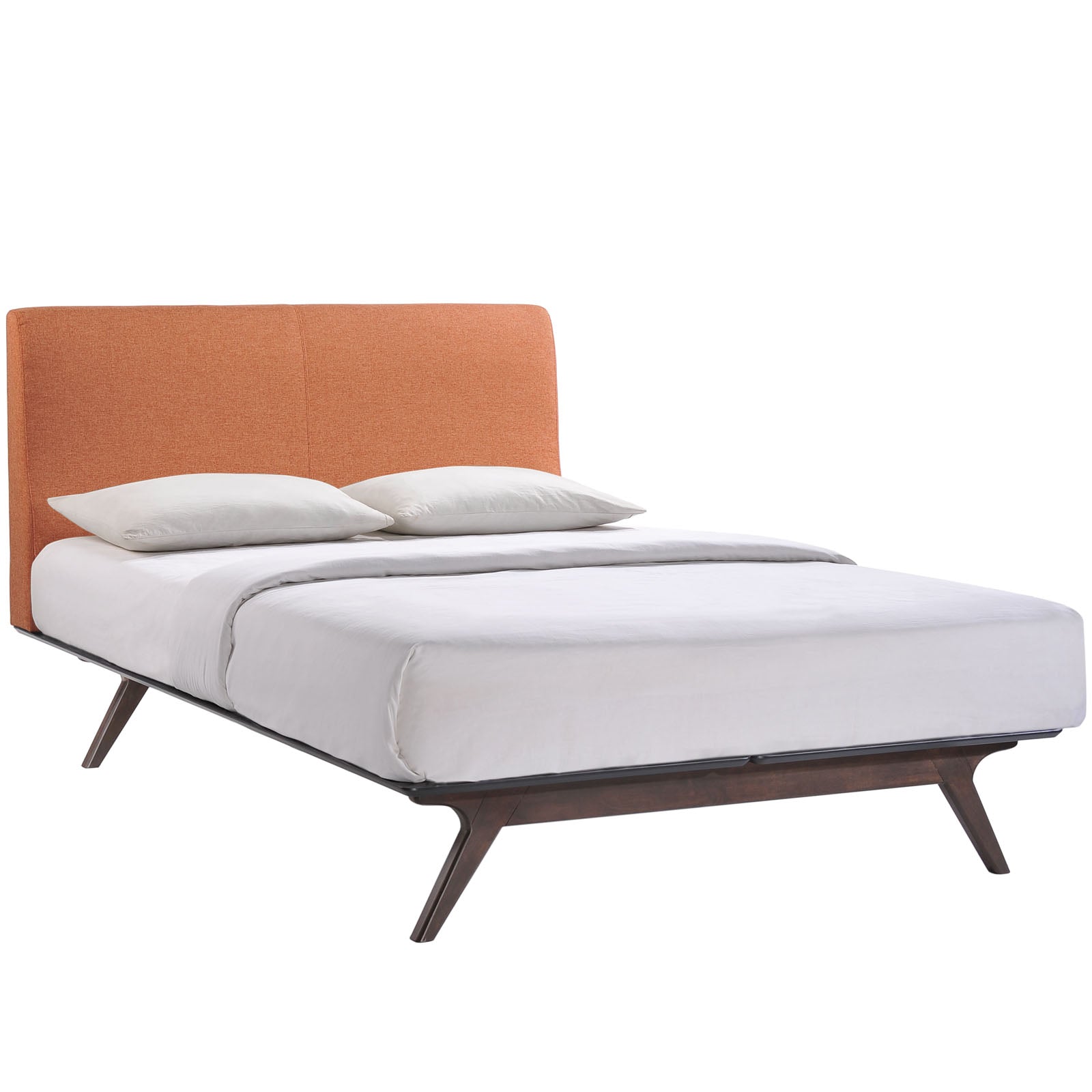 Wynleigh Queen Cappuccino Orange Platform Bedroom Set – 2 Piece with Padded Headboard