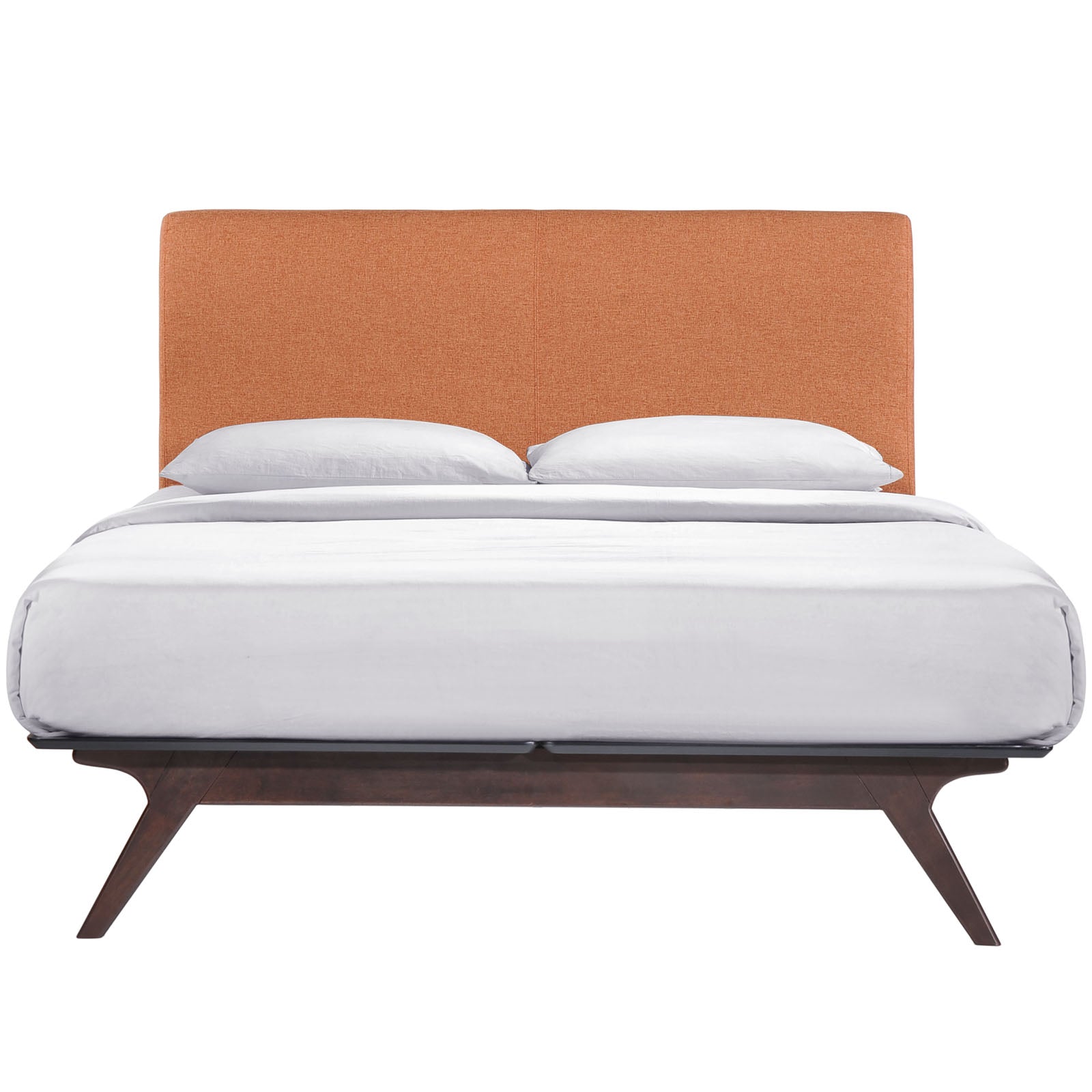 Wynleigh Queen Cappuccino Orange Platform Bedroom Set – 2 Piece with Padded Headboard