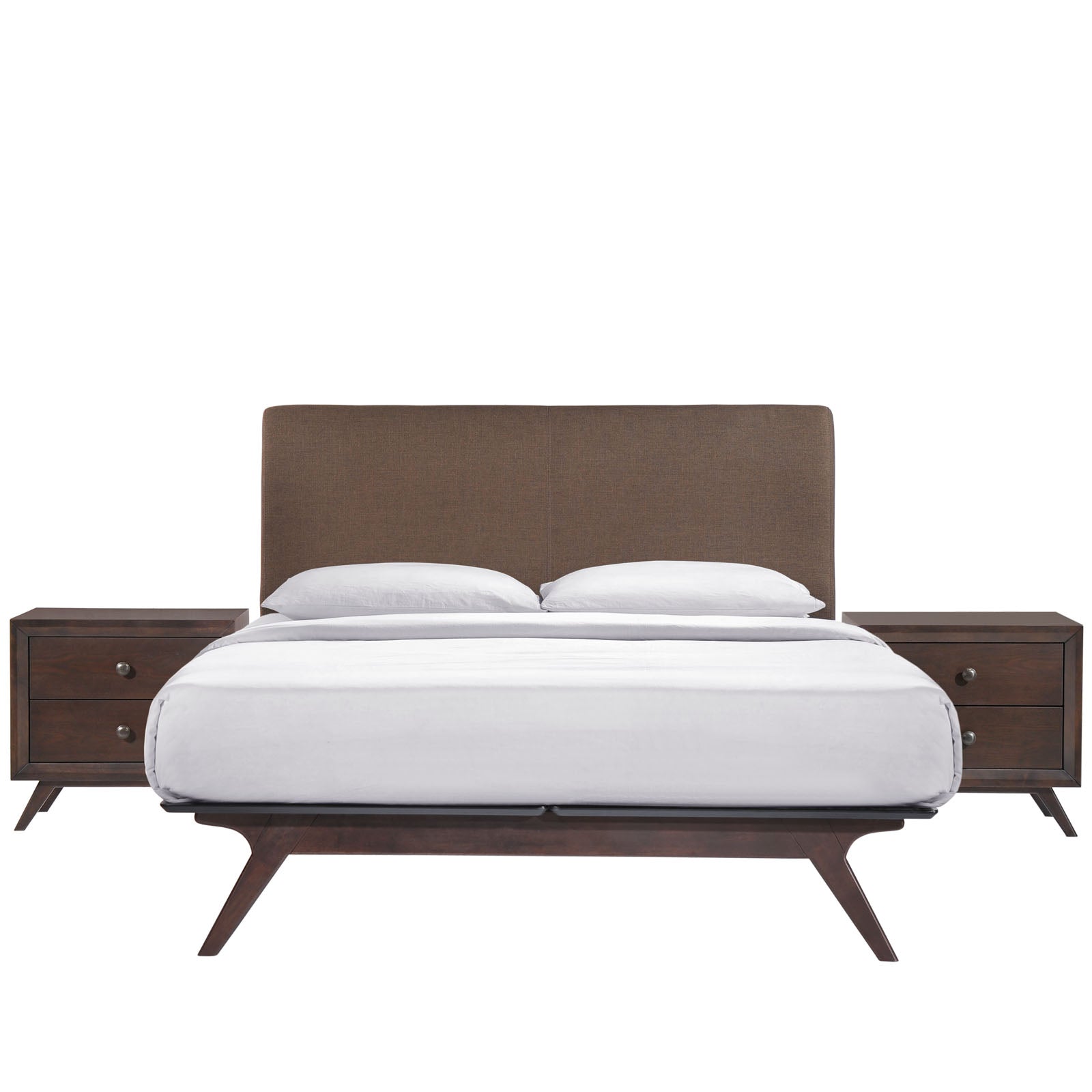 Queen Cappuccino Brown Valour Platform Bedroom Set – 3-Piece with Nightstands