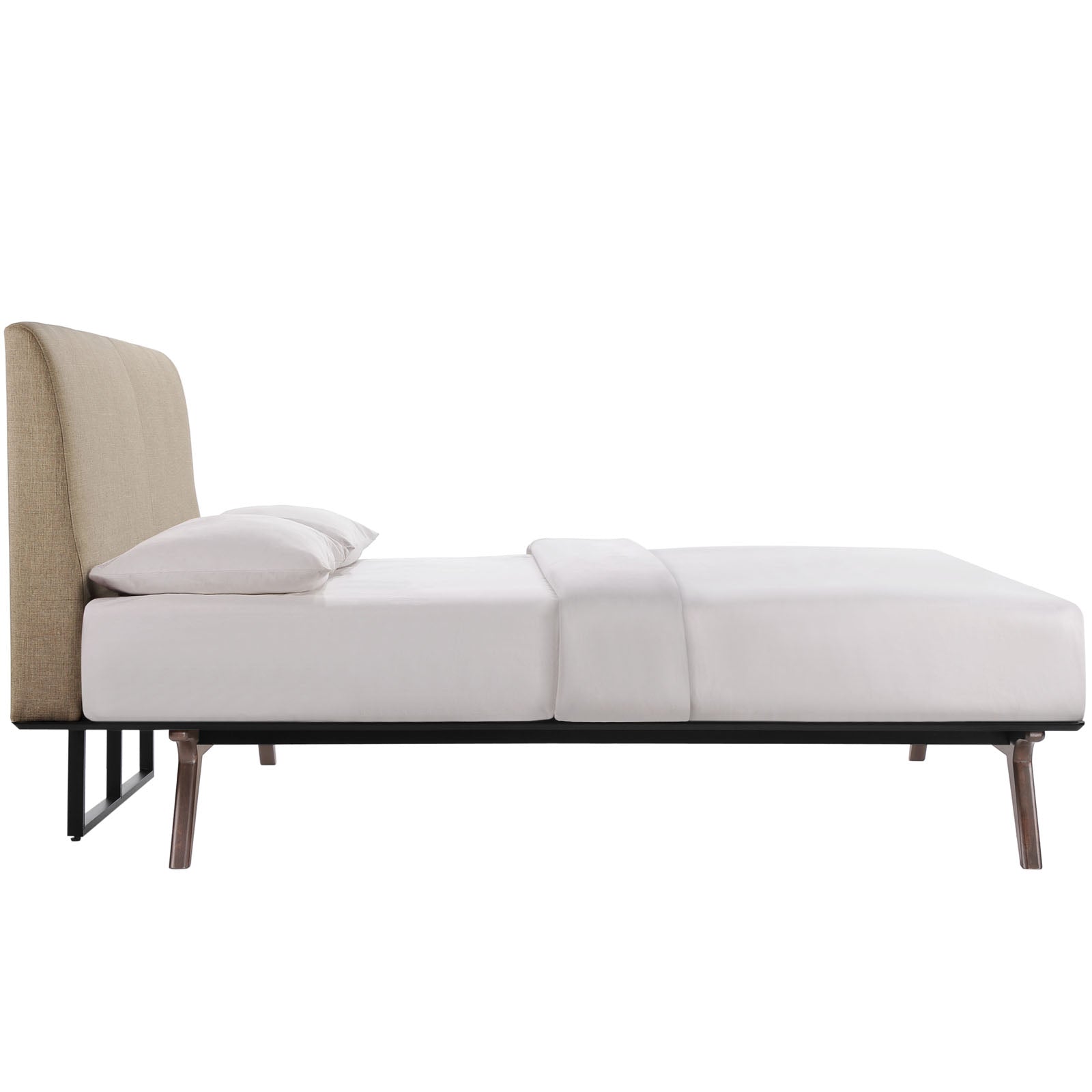 Tharim Queen Wood Platform Bed Collection – Cappuccino Latte 3 Piece Bedroom Set