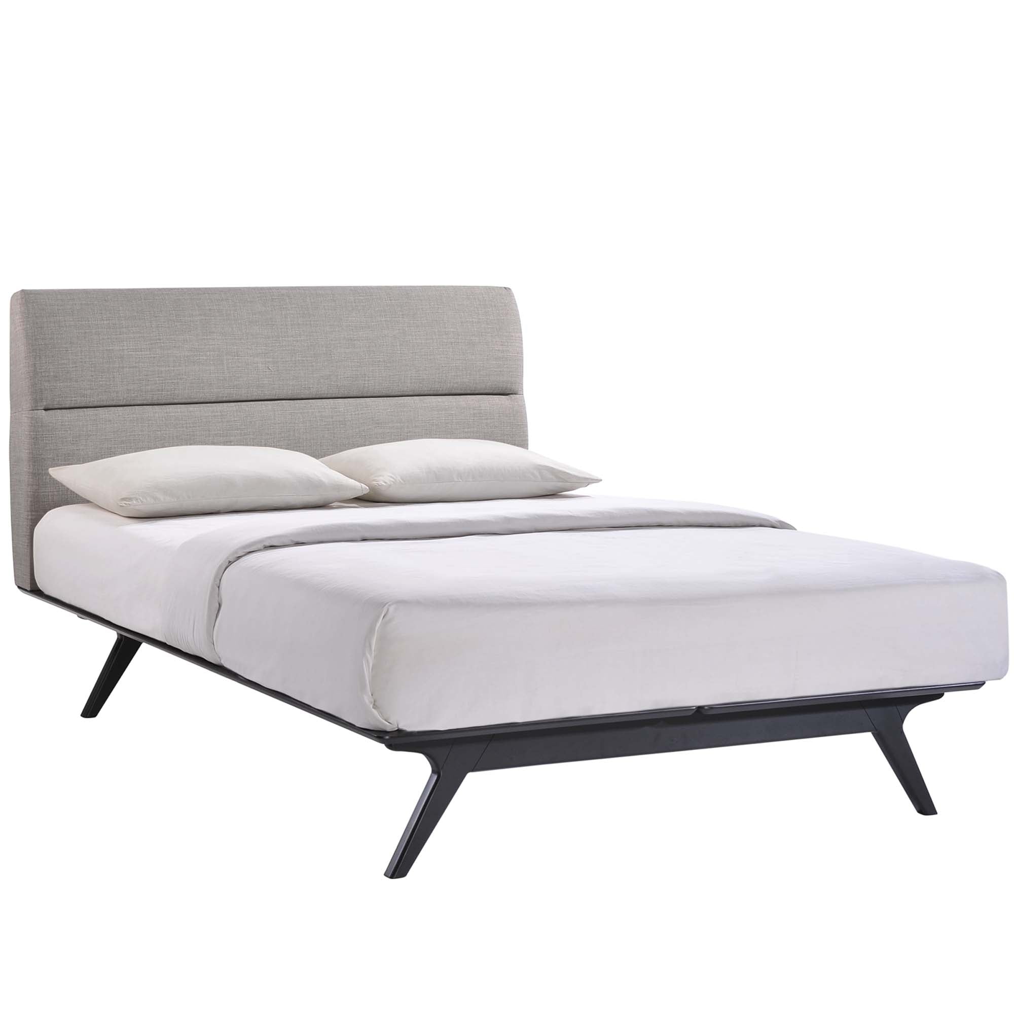Orna Addison Full Black Grey Upholstered Bed – Modern Two-Tone Platform Design