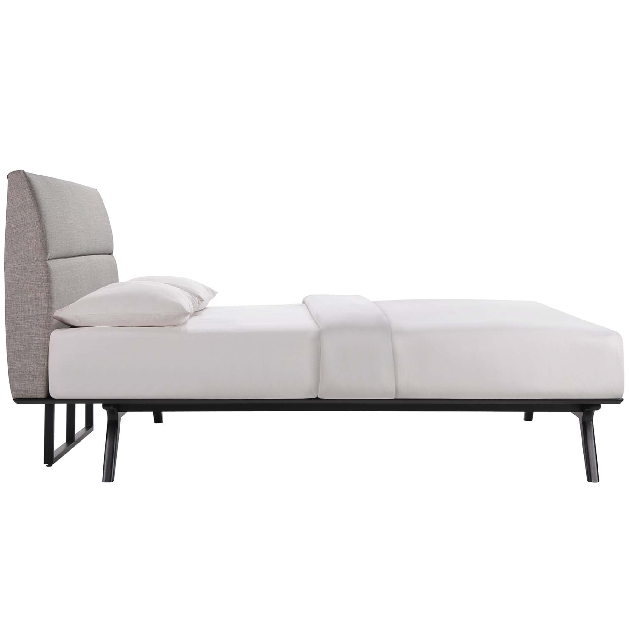Orna Addison Full Black Grey Upholstered Bed – Modern Two-Tone Platform Design
