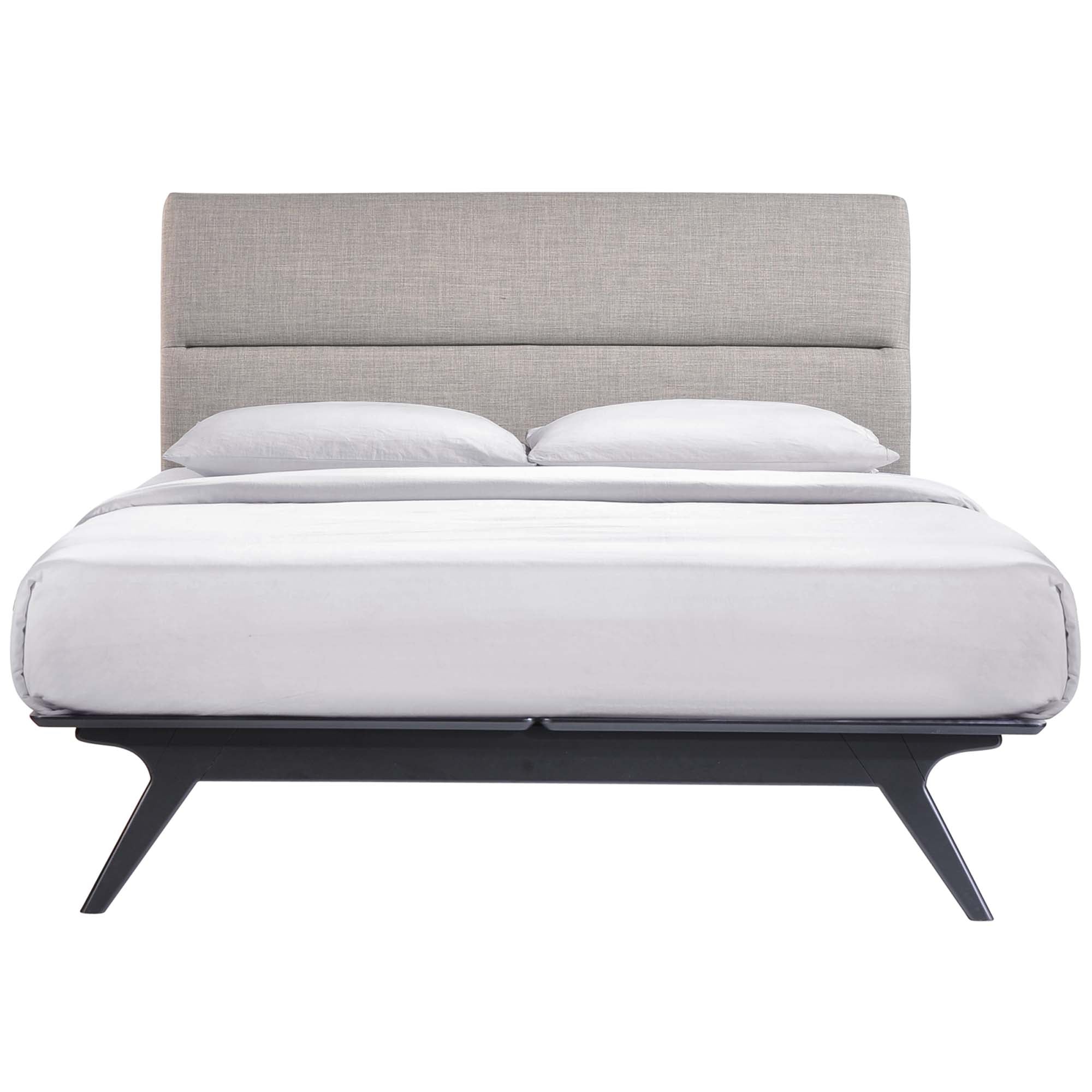 Orna Addison Full Black Grey Upholstered Bed – Modern Two-Tone Platform Design