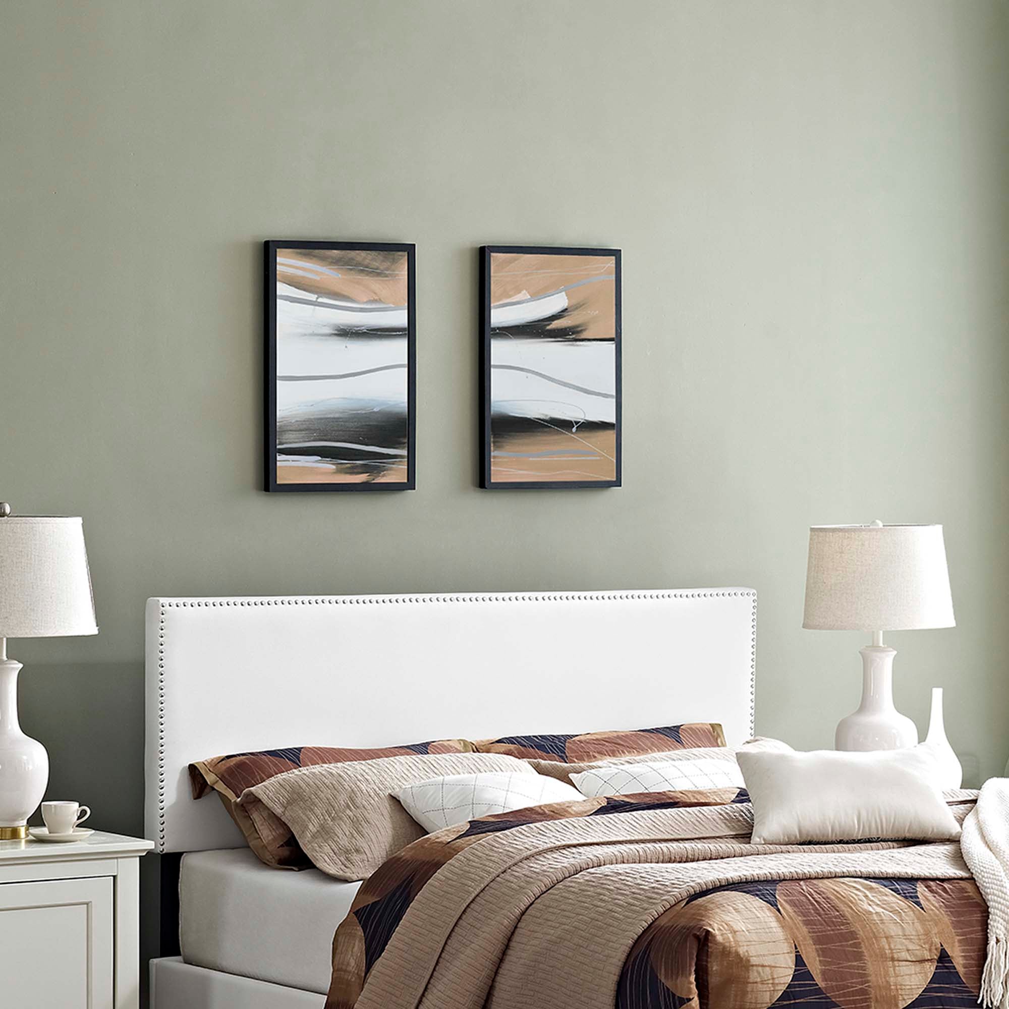 Phoebe Upholstered Vinyl Full Headboard, White