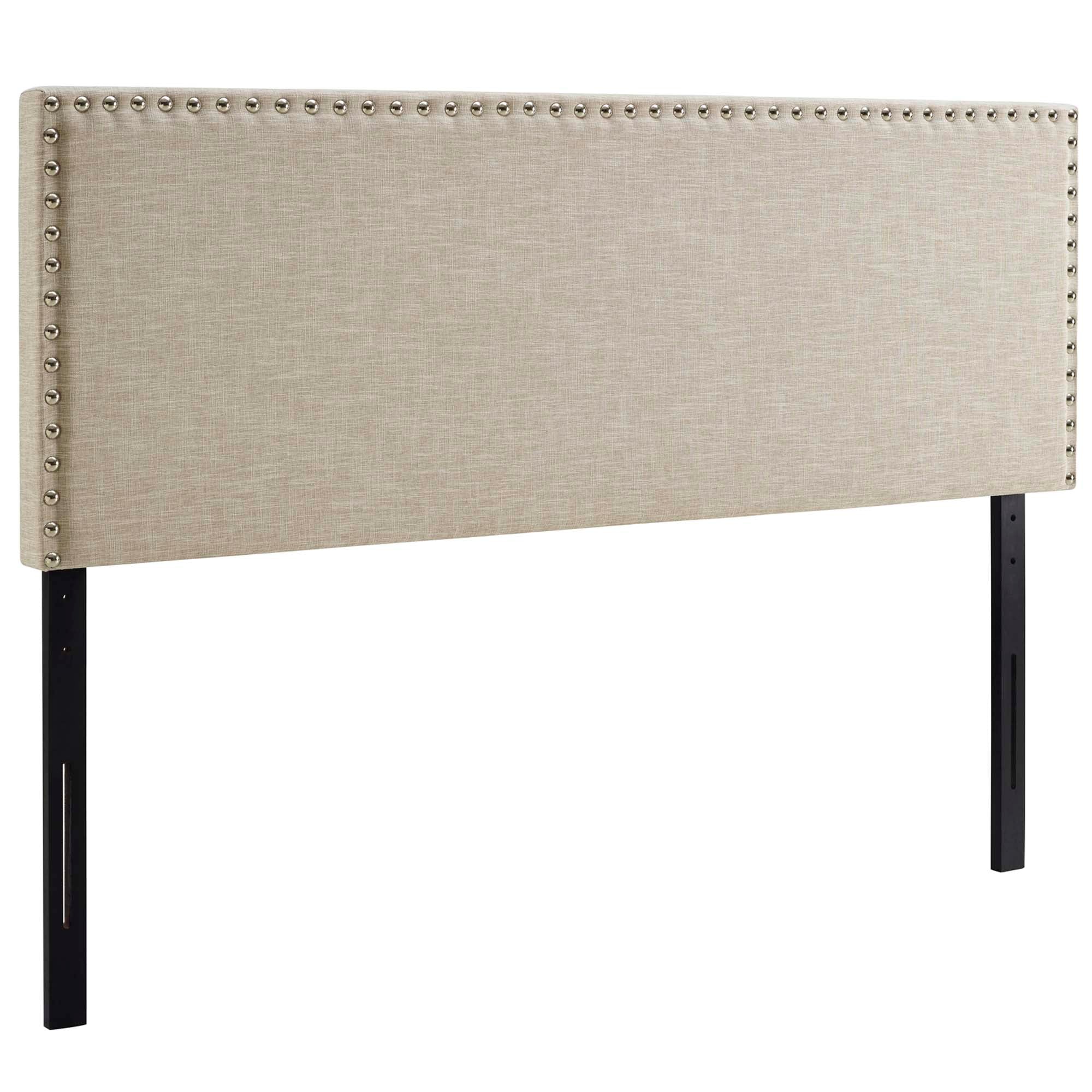Phoebe Upholstered Fabric Queen Headboard, Beige