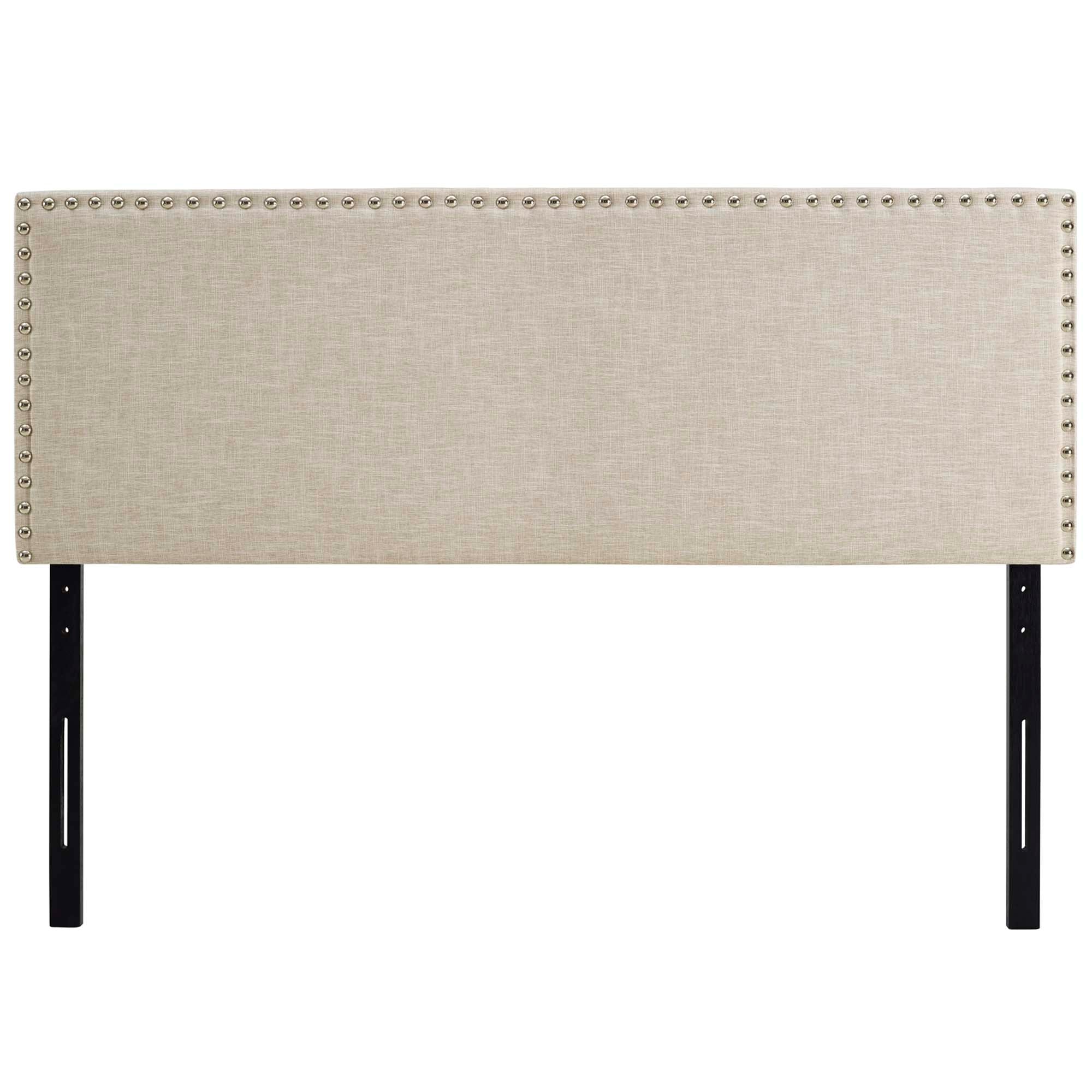 Phoebe Upholstered Fabric Queen Headboard, Beige