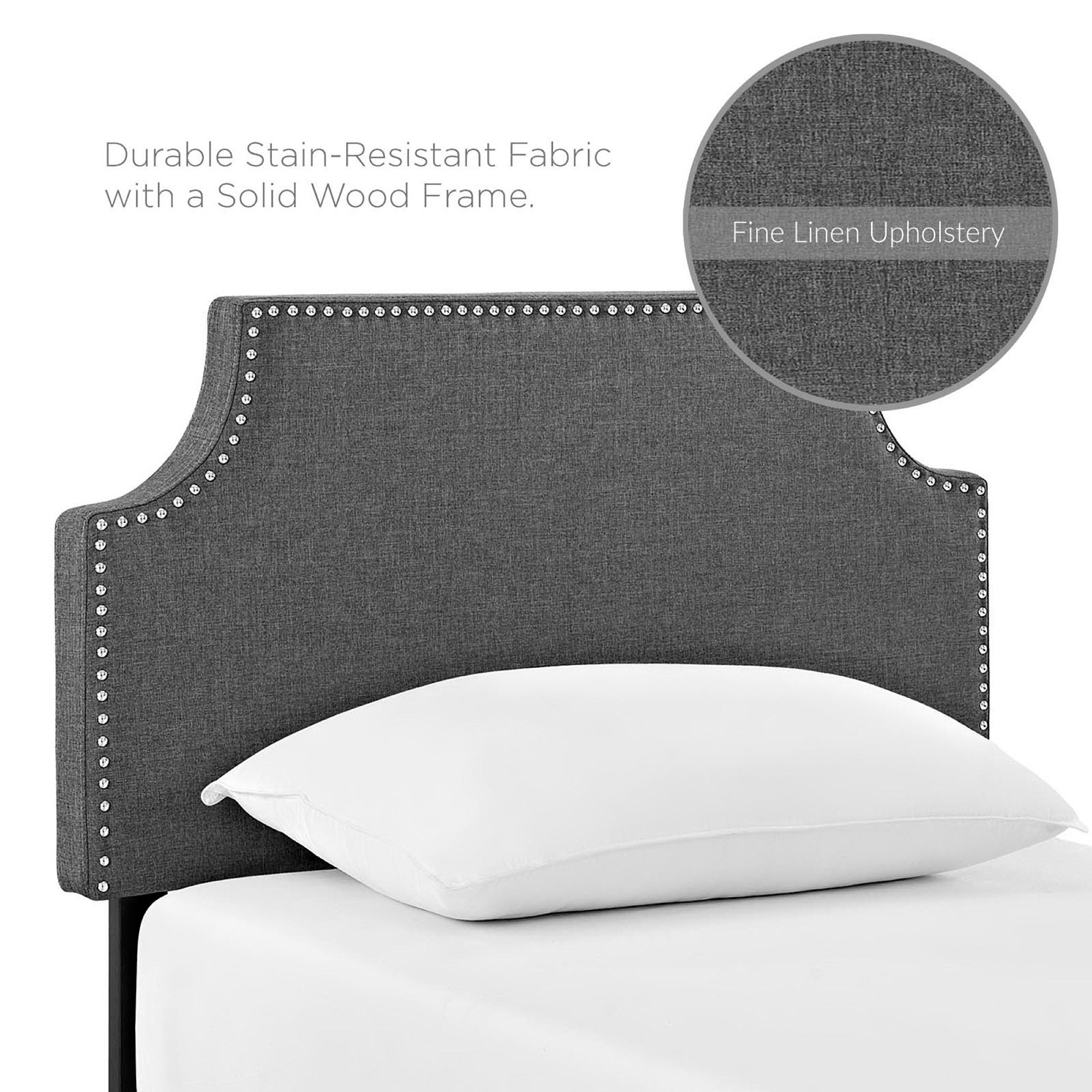 Laura Upholstered Fabric Twin Headboard, Gray