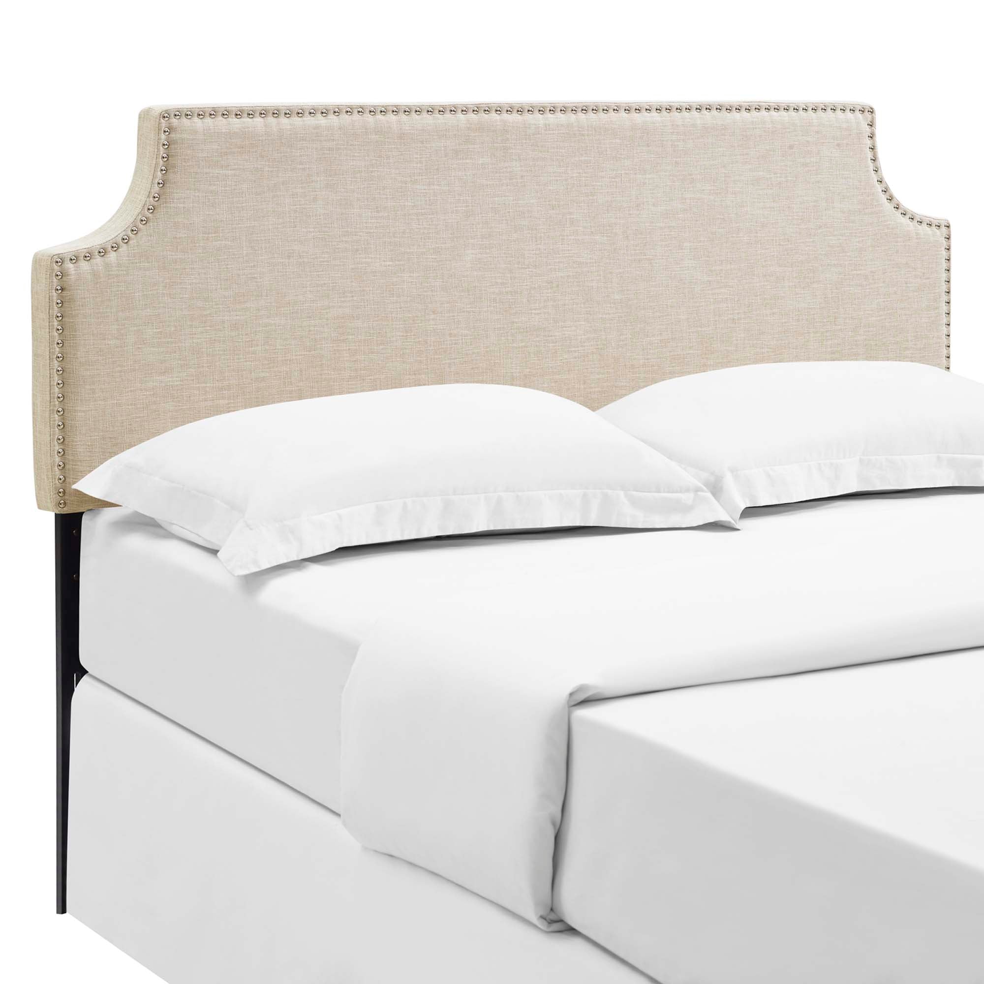 Laura Upholstered Fabric Queen Headboard, Beige