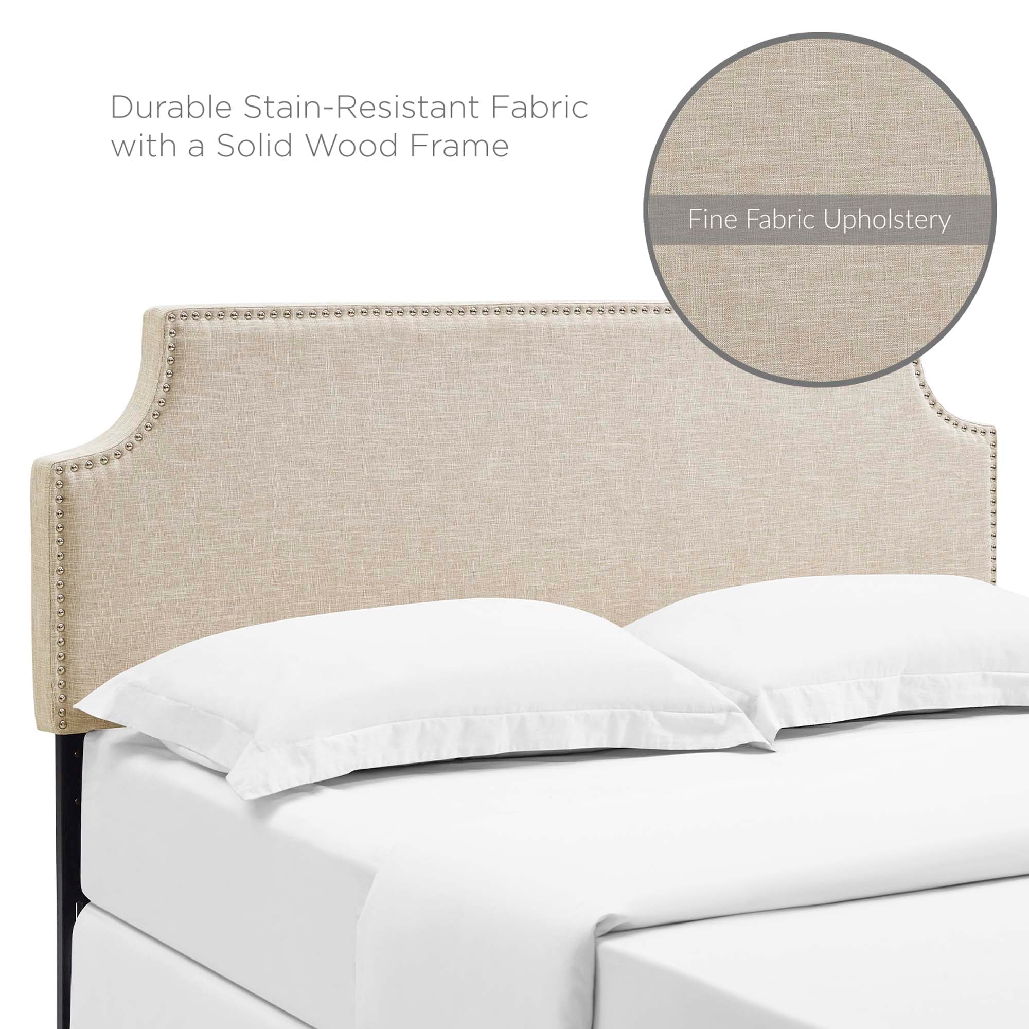 Laura Upholstered Fabric Queen Headboard, Beige