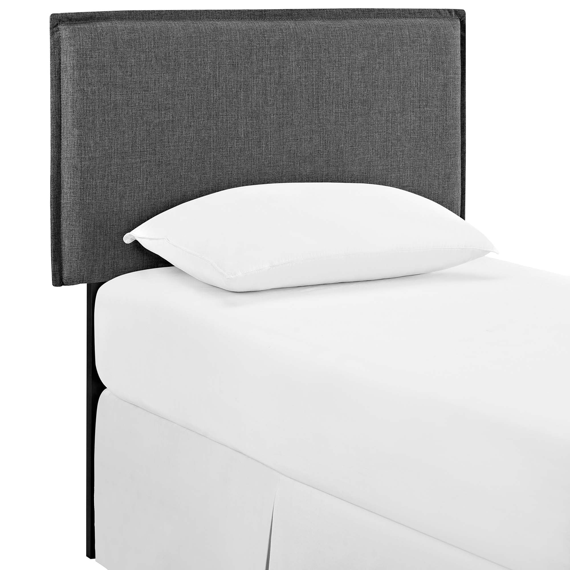 Camille Upholstered Fabric Twin Headboard, Gray