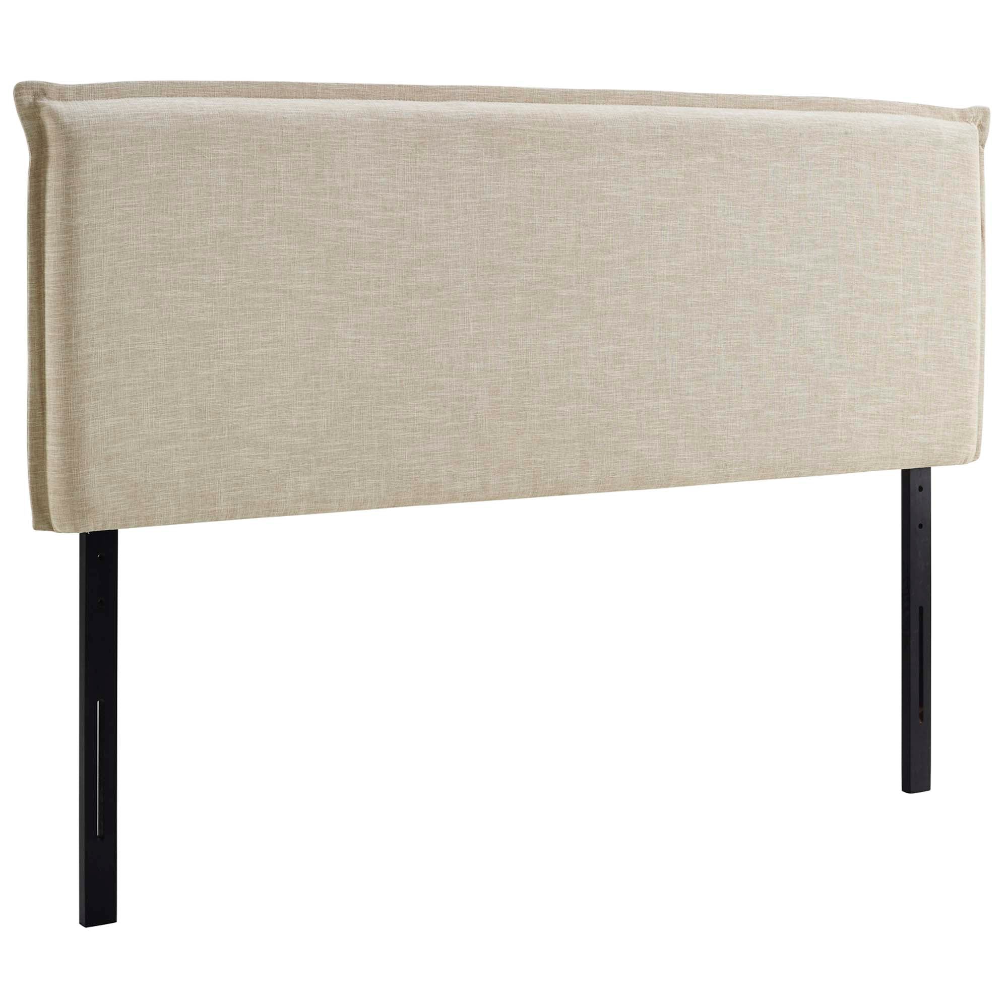 Camille Upholstered Fabric Queen Headboard, Beige