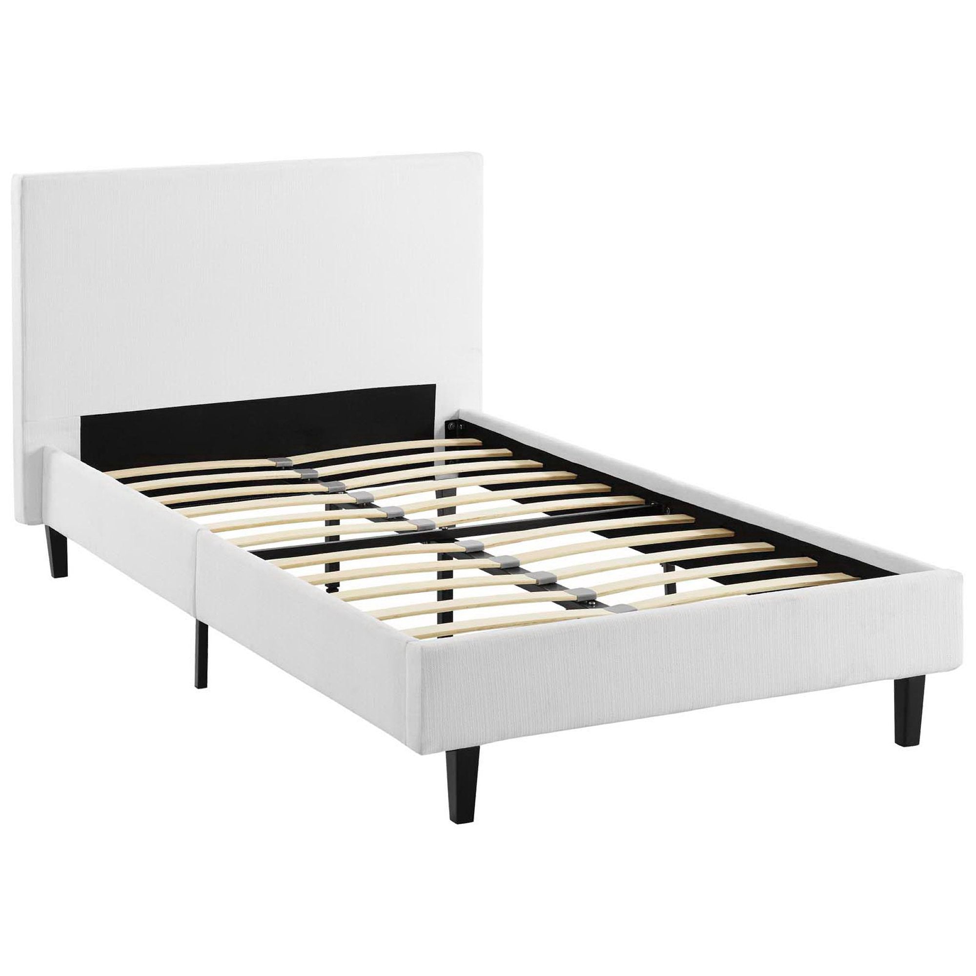 Anya Fabric Twin Bed, White