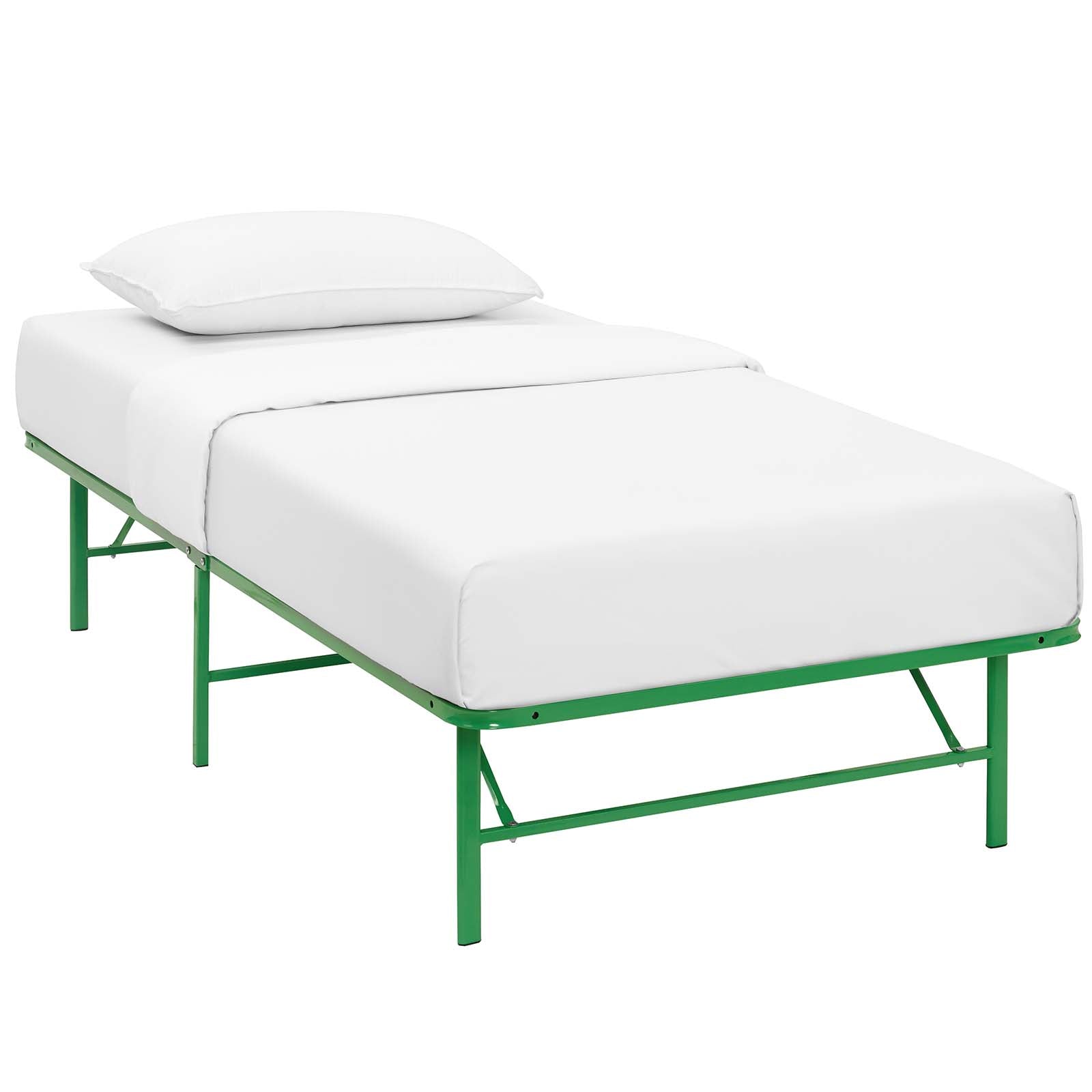 Charis White Twin Platform Bed Frame – No Box Spring Required Steel Construction