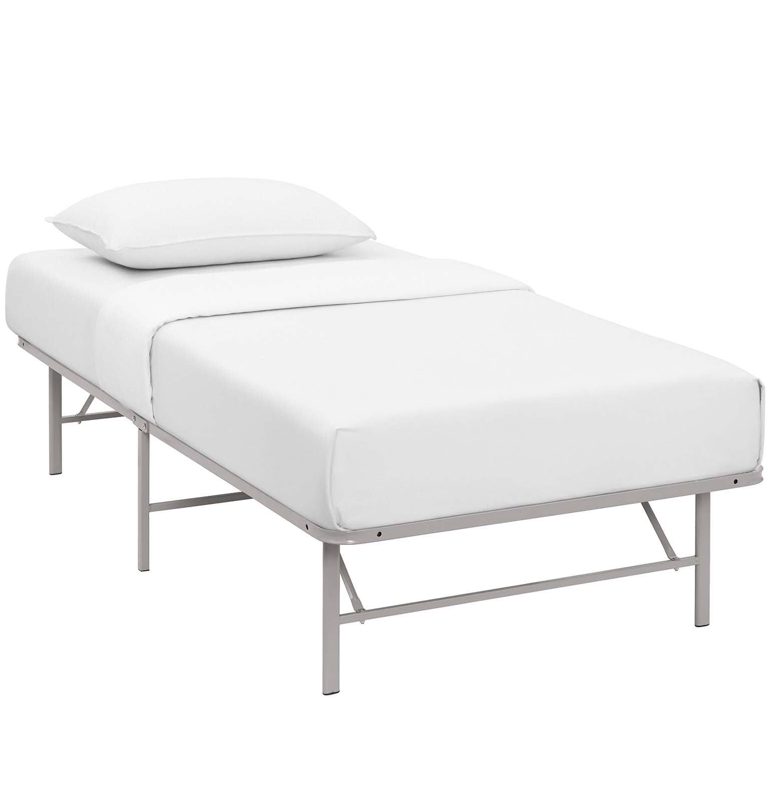Charis White Twin Platform Bed Frame – No Box Spring Required Steel Construction