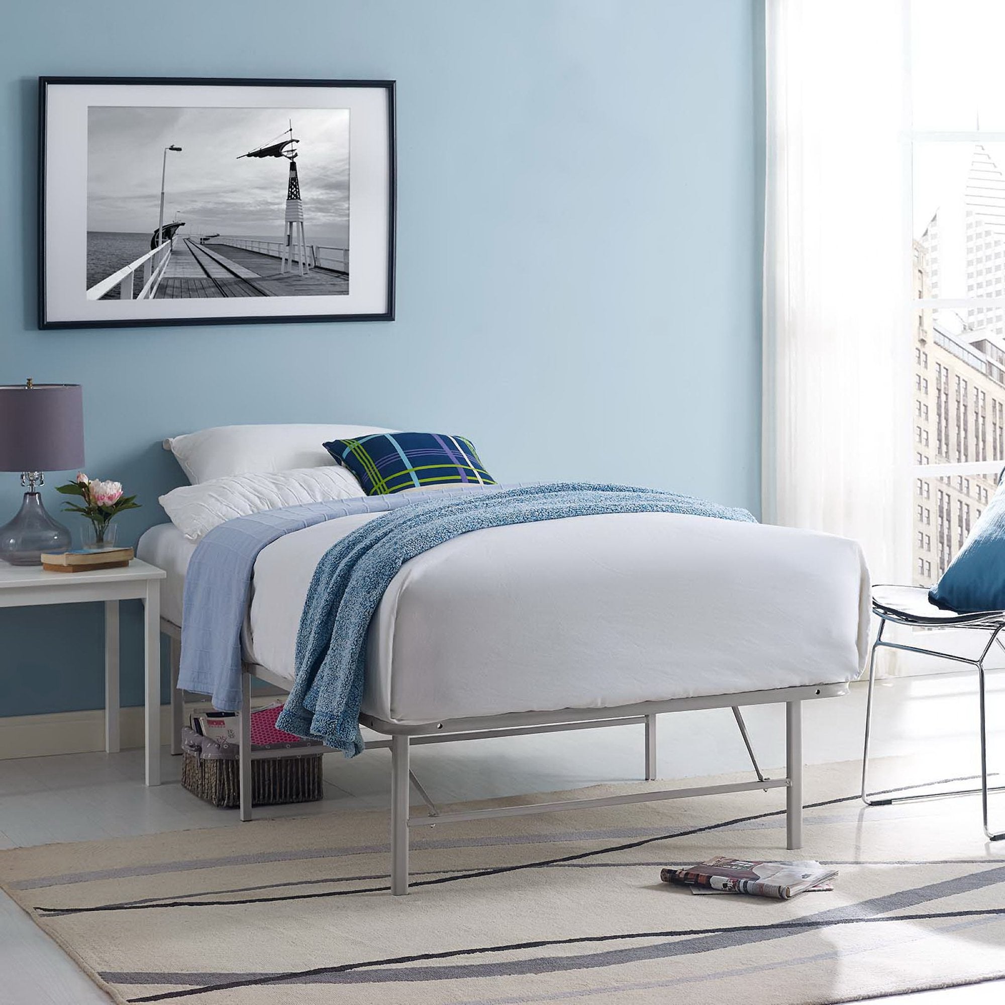 Horizon Stainless Steel Twin Bed Frame, Gray