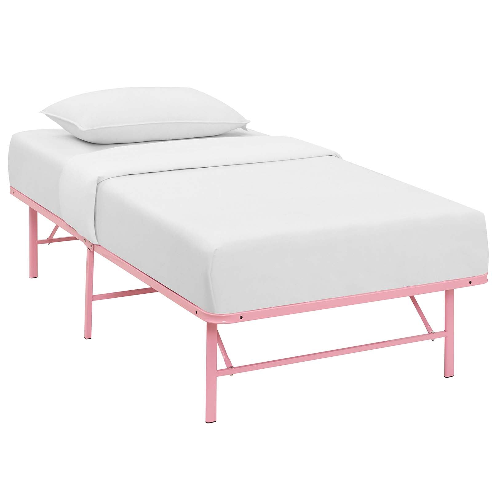 Charis White Twin Platform Bed Frame – No Box Spring Required Steel Construction