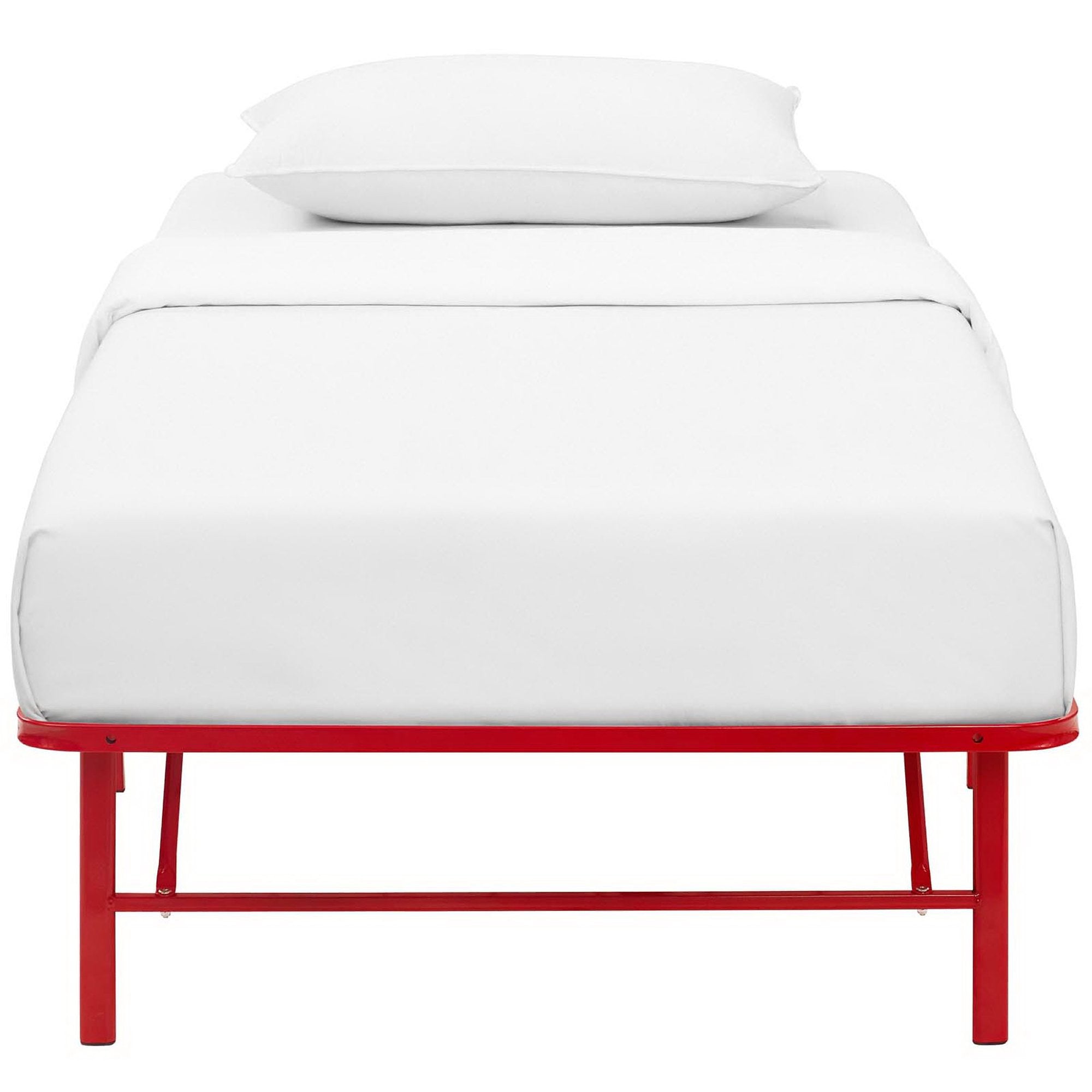 Horizon Stainless Steel Twin Bed Frame, Red