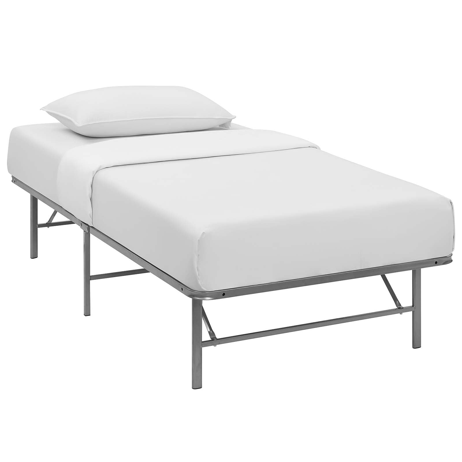 Charis White Twin Platform Bed Frame – No Box Spring Required Steel Construction